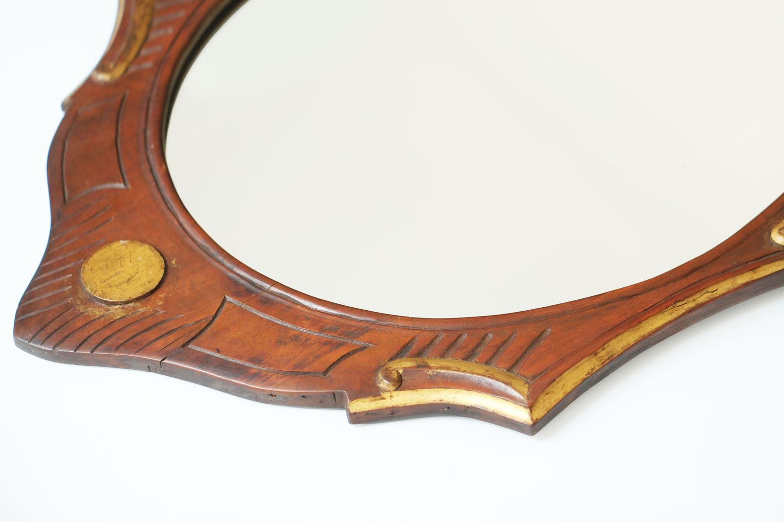 Antique Oval Giltwood Mirror With A Carved Wooden Frame, Eastern Europe, Circa 1900 photo buy