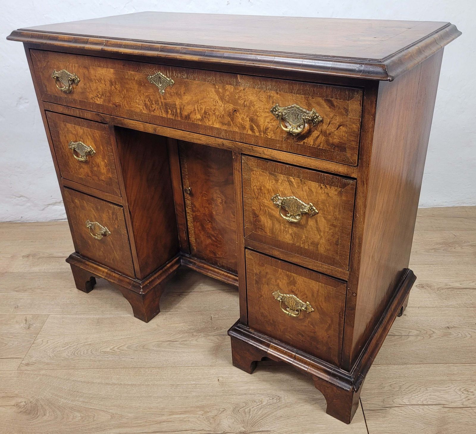 Walnut Writing Desk 18th Century Style Knee Hole Drawers photo for sale