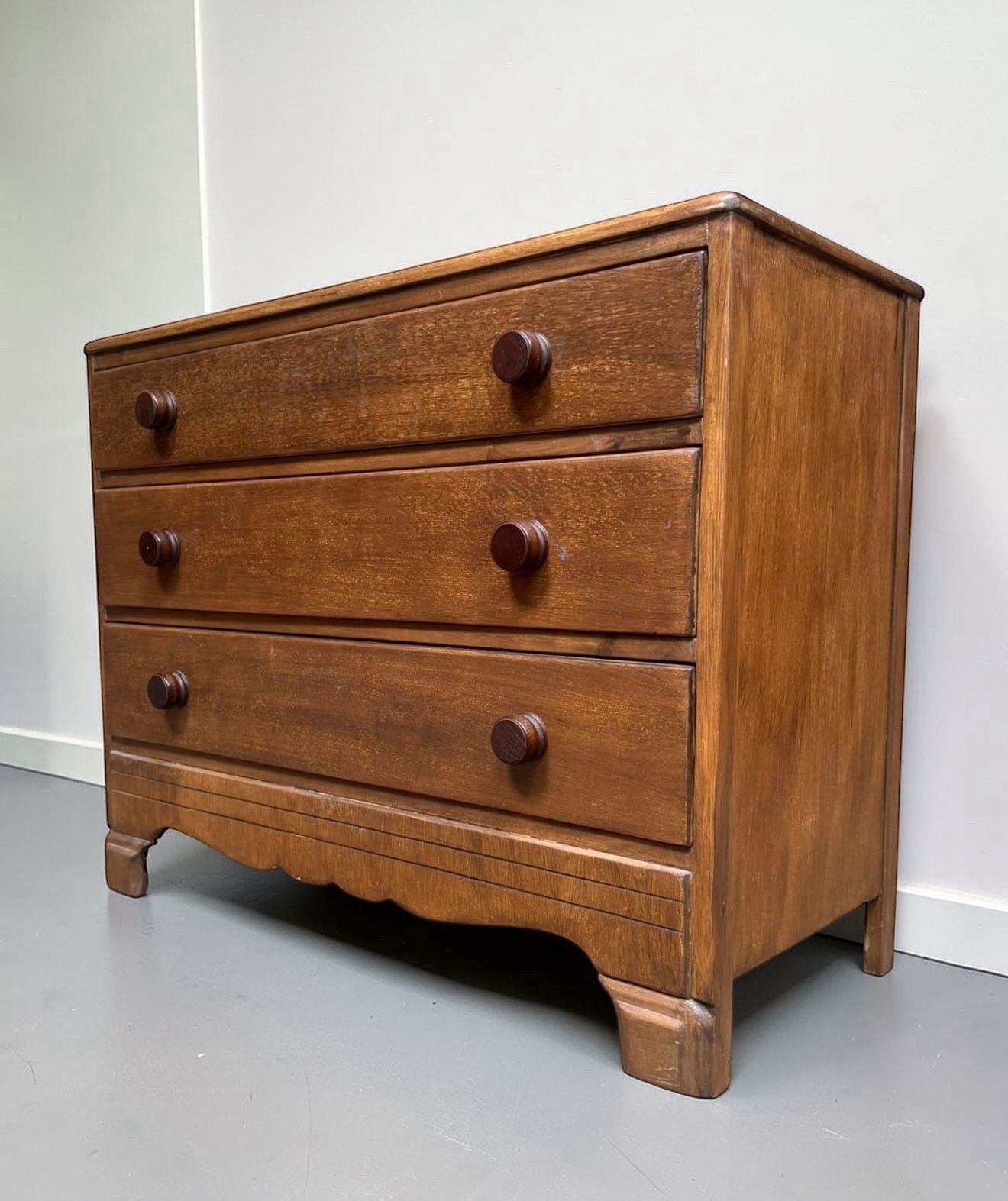 Antique Blonde Oak Chest Of Drawers C1920s Victorian Style photo vinterior