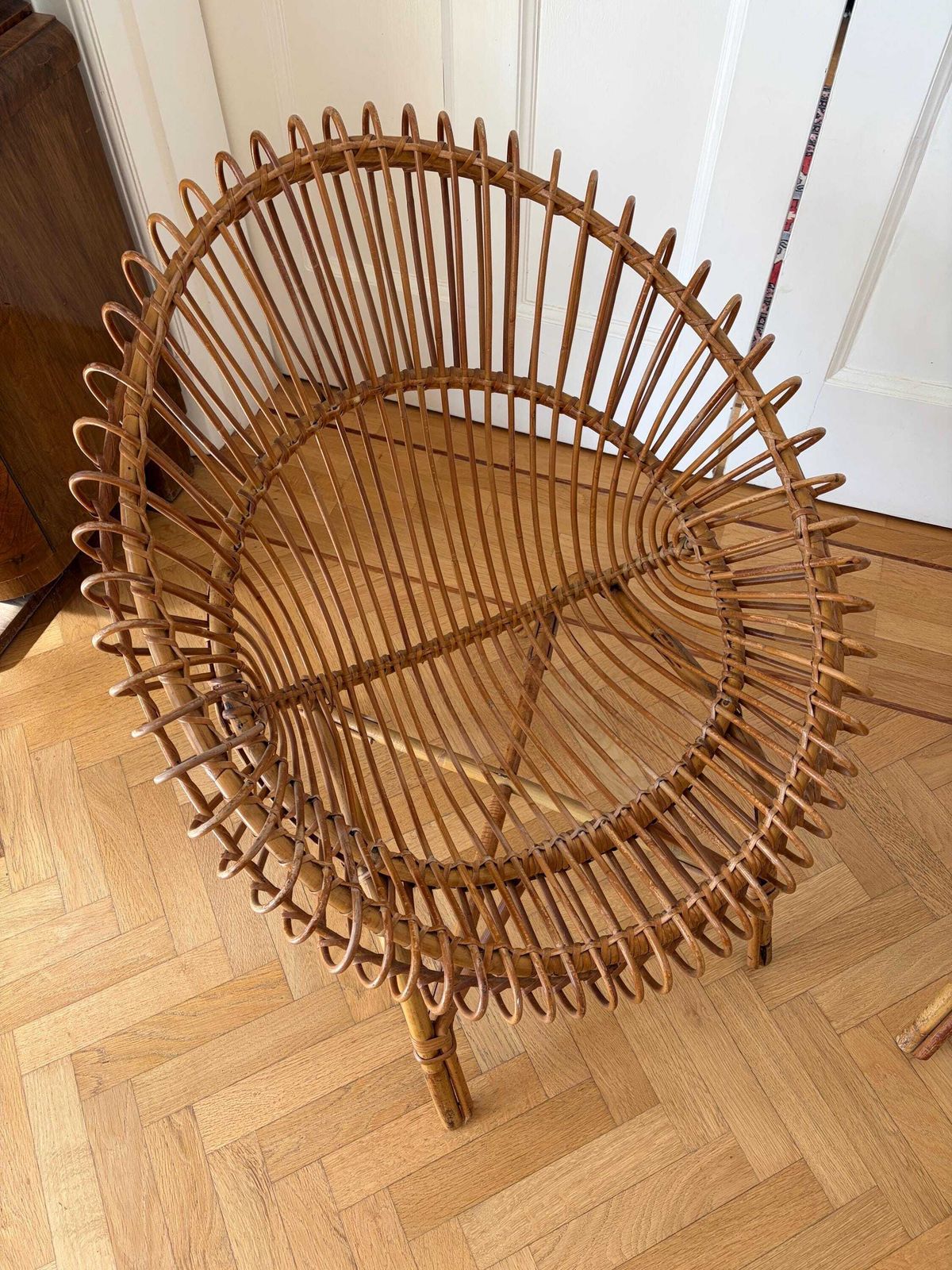 Franco Albini Pair Rattan Hoop Chairs 1950s Italian photo 754.0