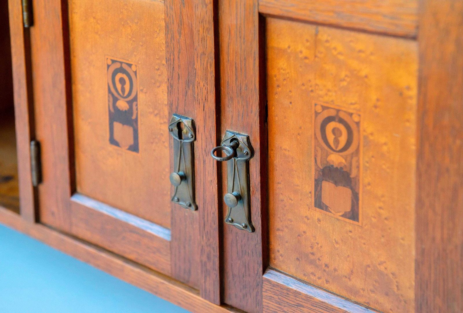 Antique Art Nouveau Wall Cabinet   Oak Hanging Cupboard   Jugendstil Cabinet, 1900s photo vinterior