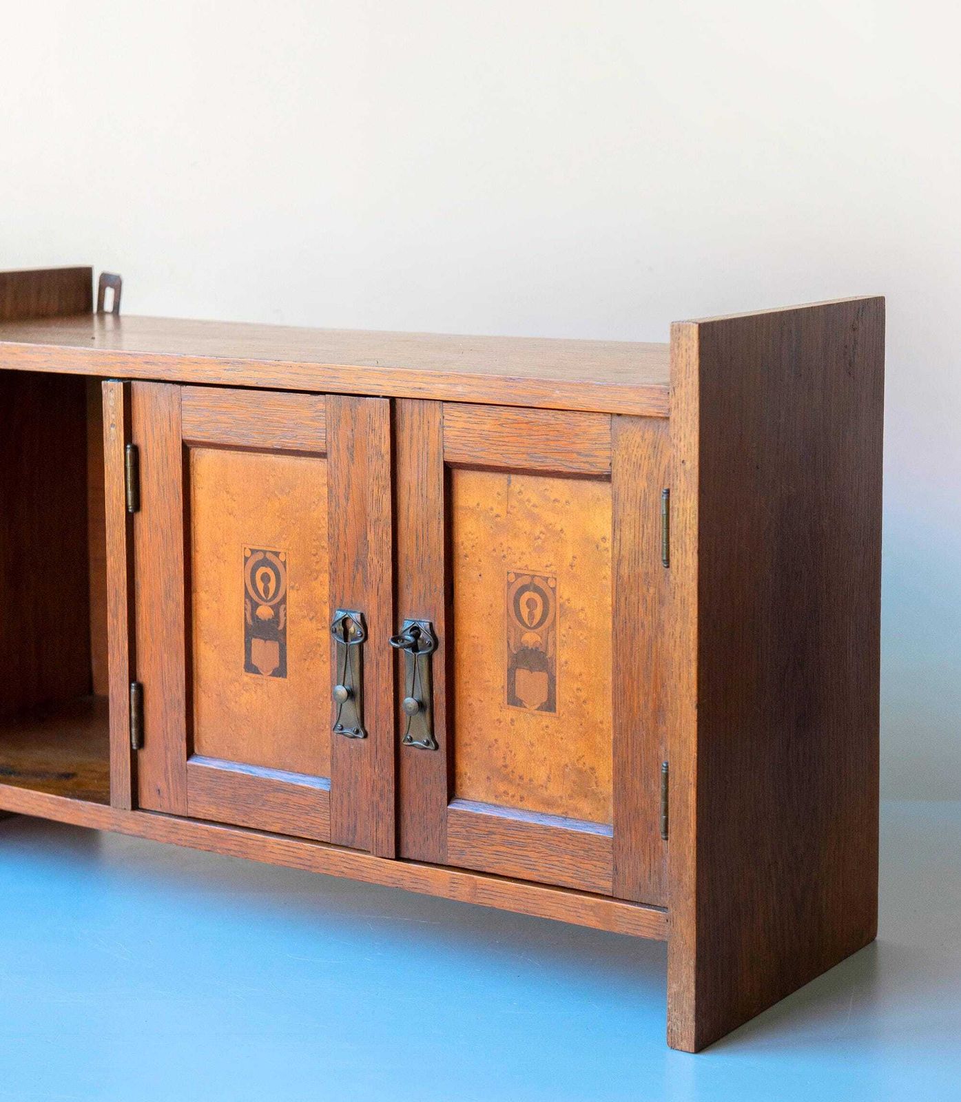 photo for sale Antique Art Nouveau Wall Cabinet   Oak Hanging Cupboard   Jugendstil Cabinet, 1900s