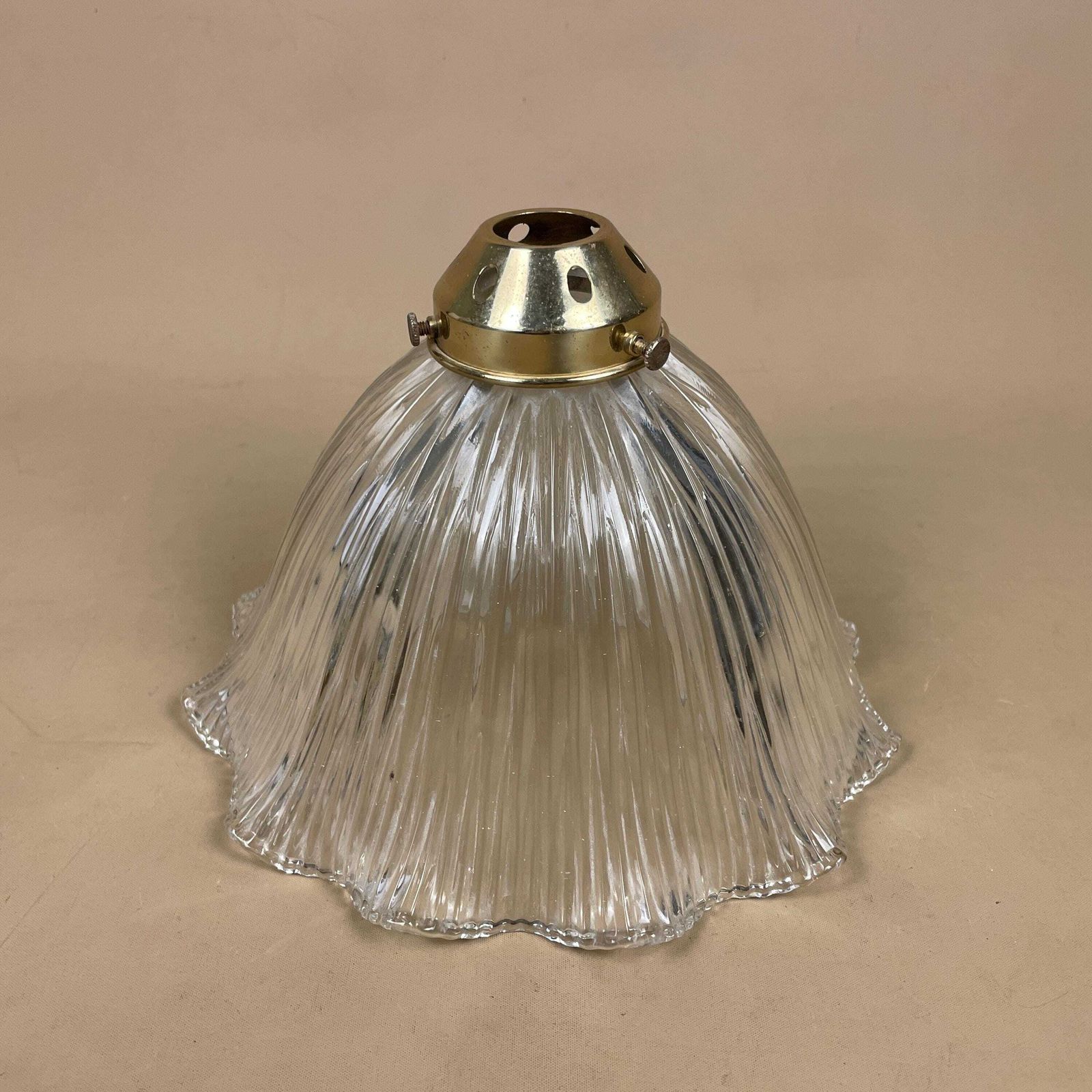 Glass Ceiling Lamp Shade Clear Textured Lampshade Tiffany Lightshade Light Patterned Pendant Art Deco Ribbed Scalloped Gold Fitting photo 92.0