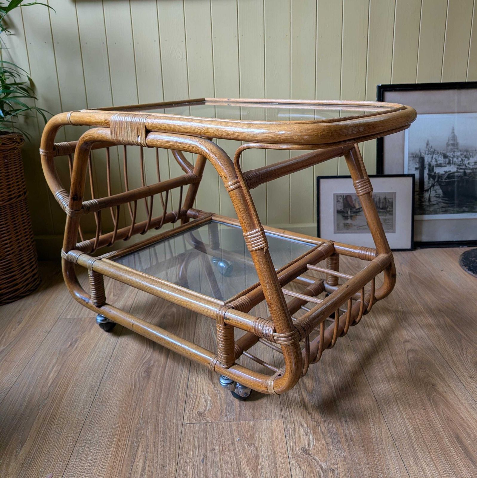 1950s Italian Bamboo Bar Cart, 1960s