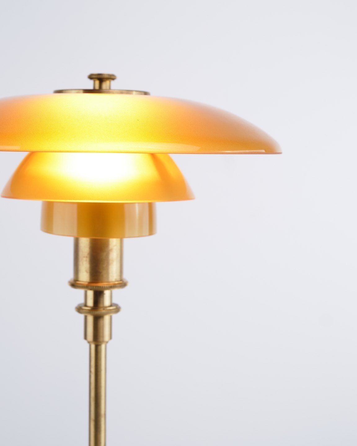 Poul Henningsen Table Lamp Model Ph 2/1 Limited Edition In Brass With Amber Shades, Louis Poulsen photo furniture