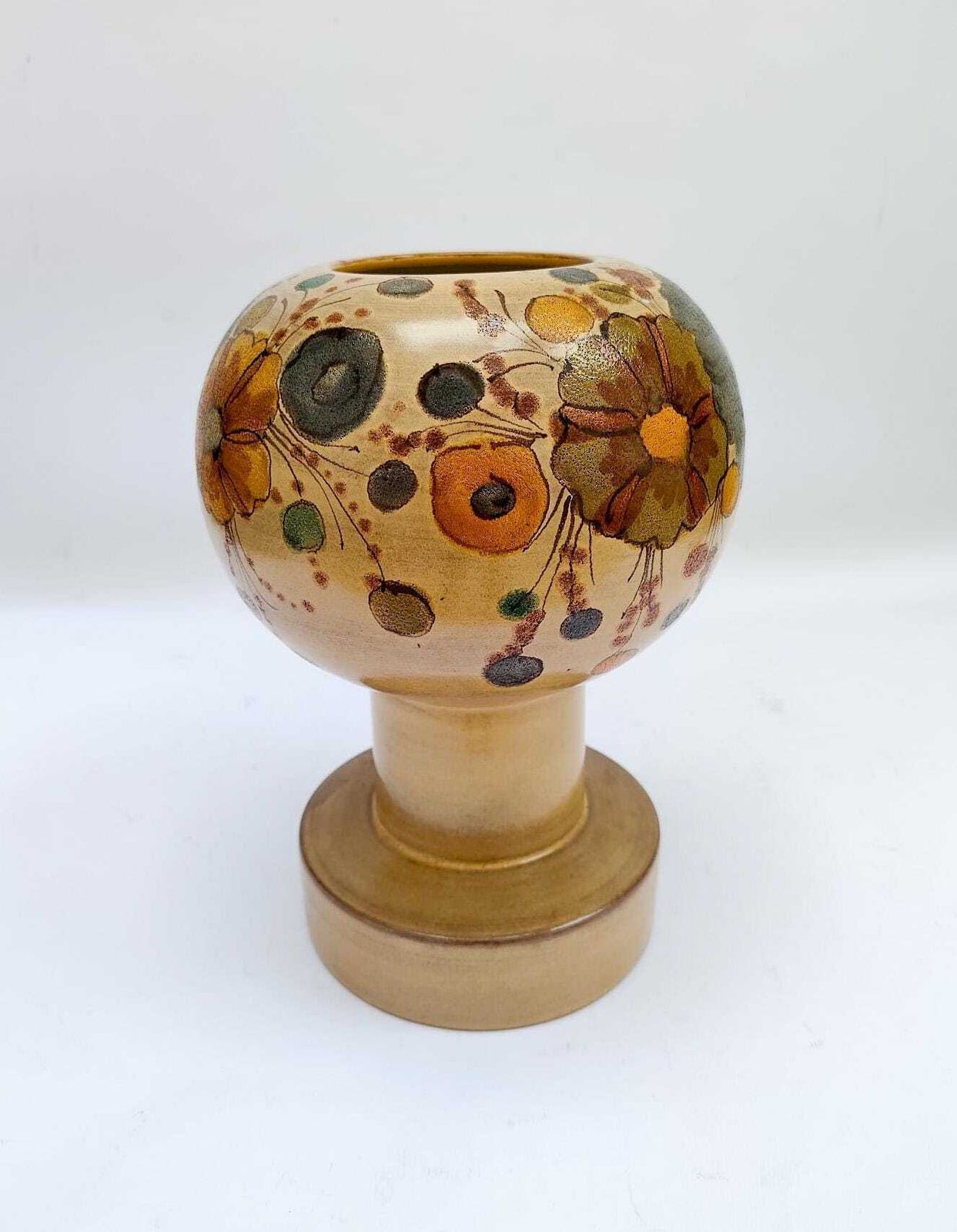 Ceramic Vase With Floral Decoration Alvino Bagni Rosenthal Netter Bitossi Era photo for sale