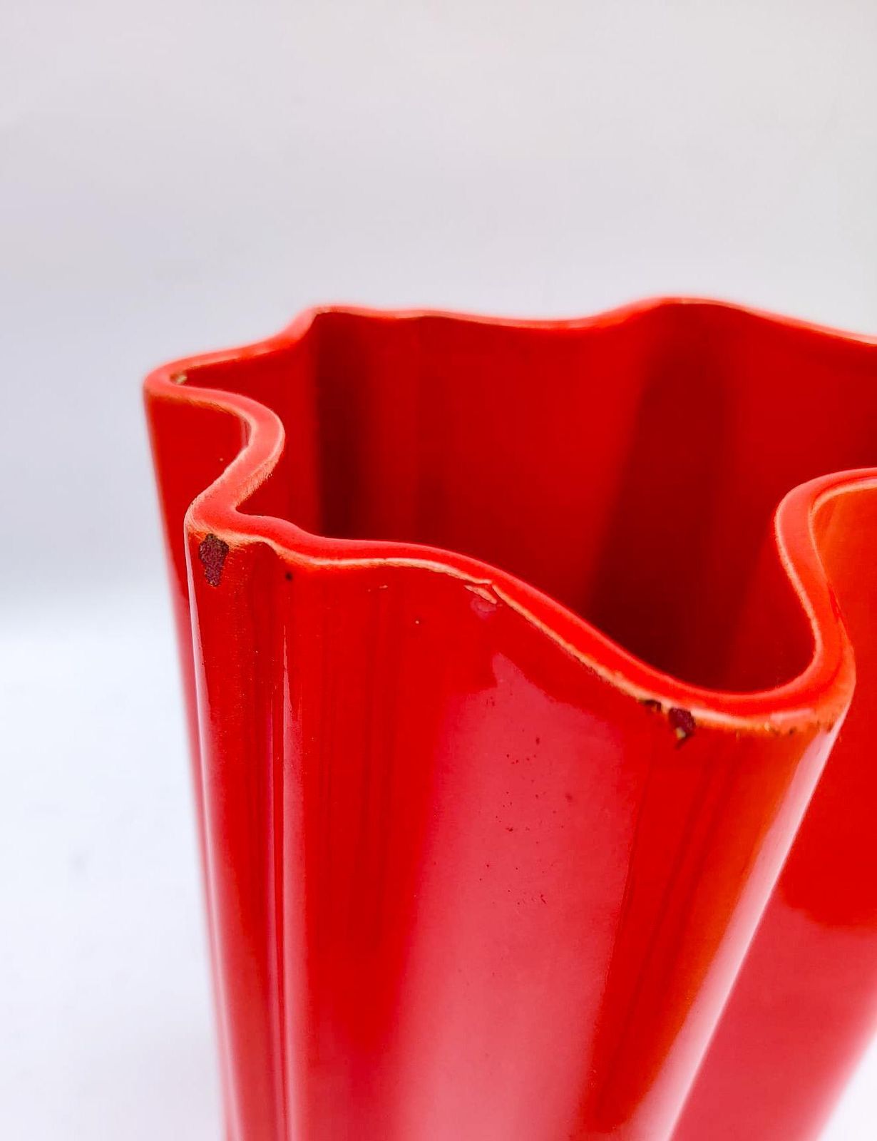 Home Decor Detail Of A 1970s Space Age Design Orange Ceramic Vase, Mangiarotti Il Picchio Style. photo