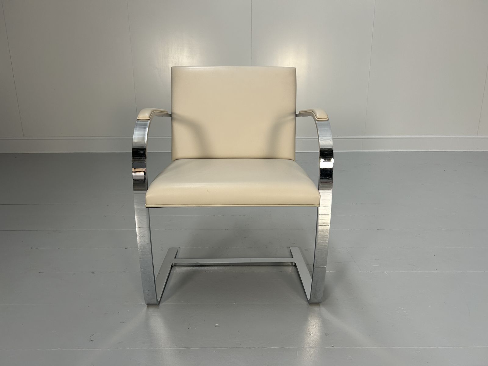 Knoll Studio "Brno" Flat Bar Armchair In Ivory Leather