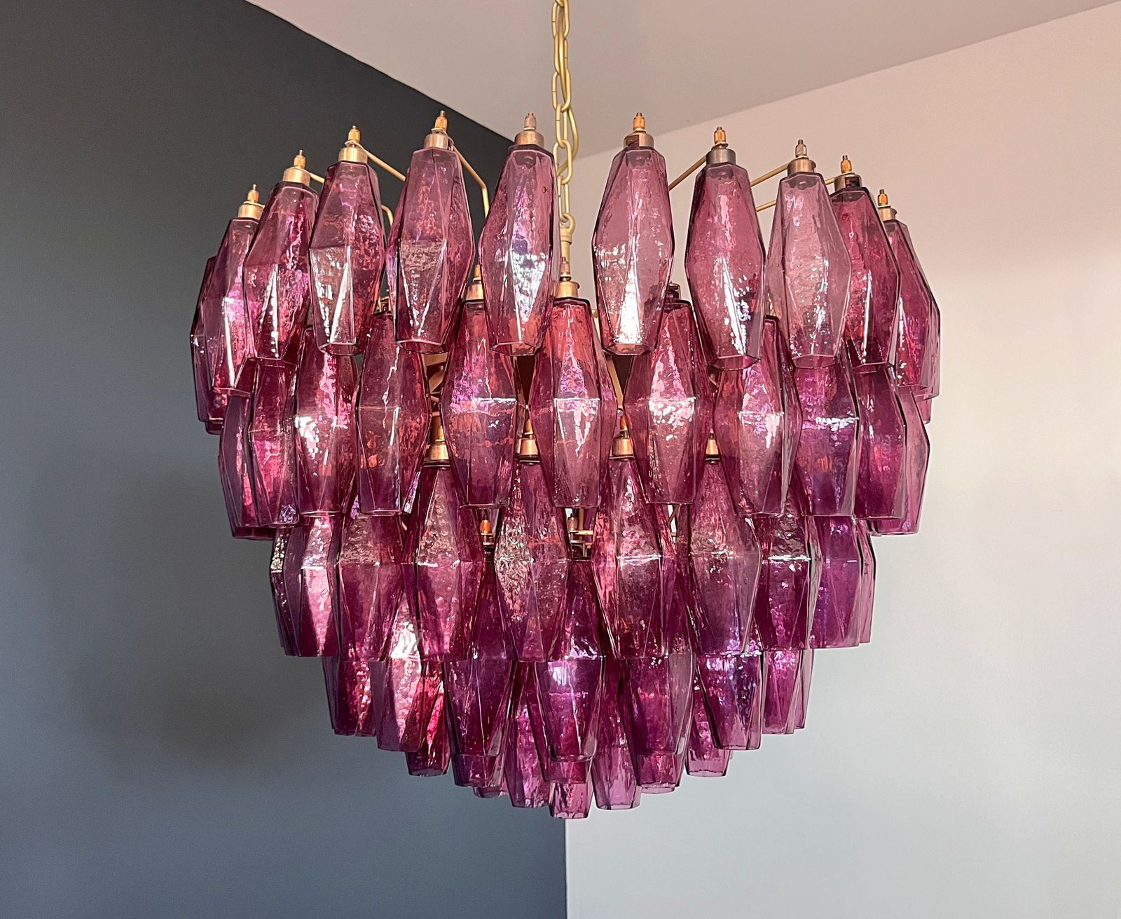 2415.0 Amazing Murano Glass Candelier – 111  Amethyst Poliedri photo