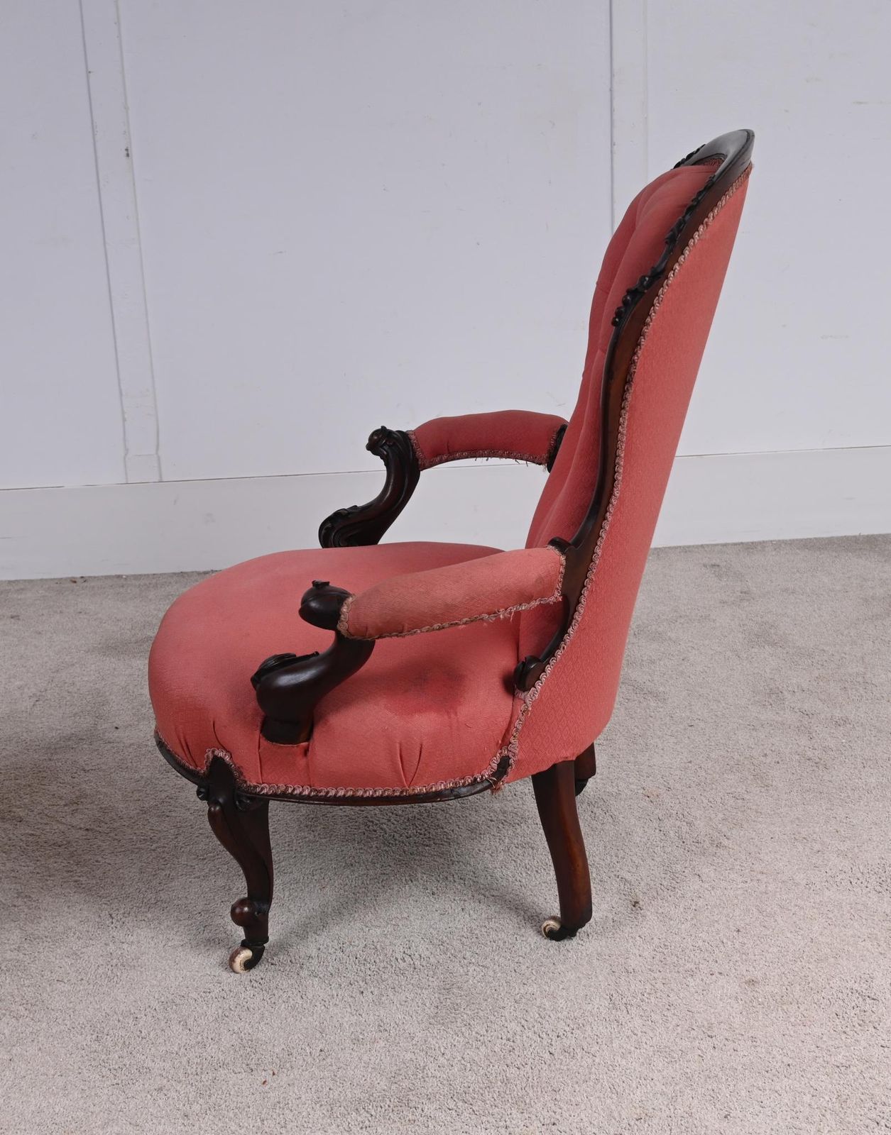 Pair Victorian Balloon Back Armchair Side Chair His And Hers Parlour Salon photo vinterior