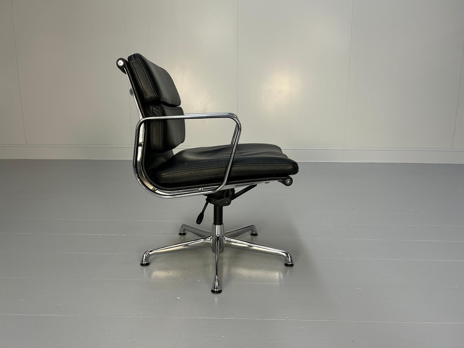 Icf Herman Miller Eames Ea 208 Soft Pad Swivel Office Chair In Black Leather photo for sale