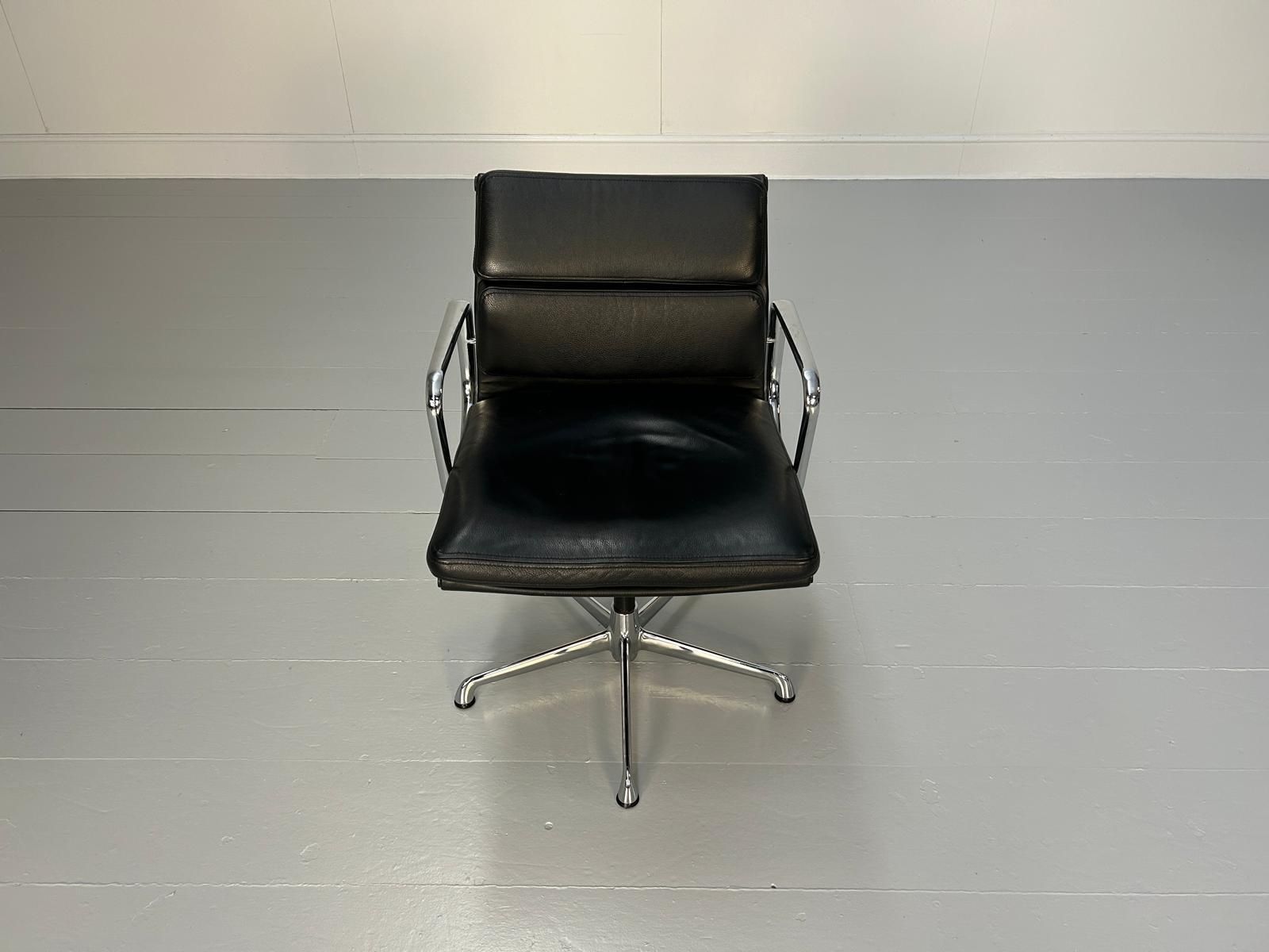 Icf Herman Miller Eames Ea 208 Soft Pad Swivel Office Chair In Black Leather photo vinterior