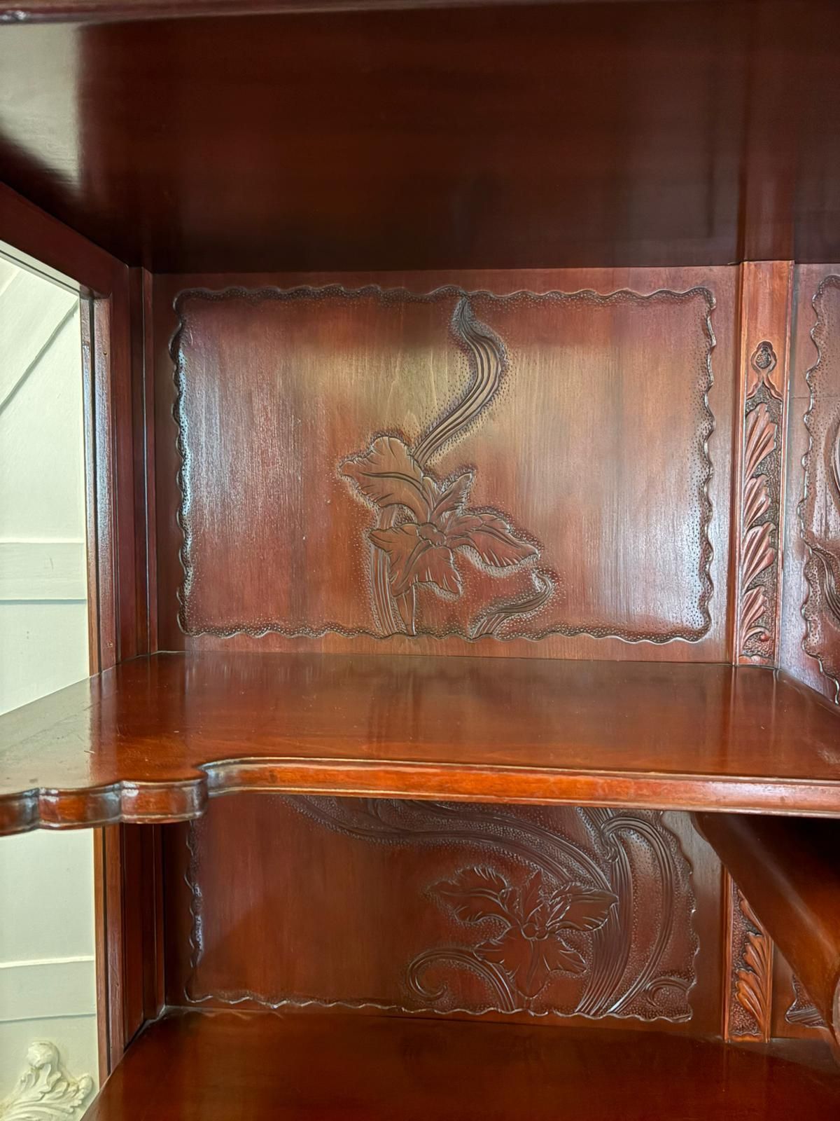 photo for sale Fabulous Antique Japanese Red Lacquer Hardwood Display Cabinet