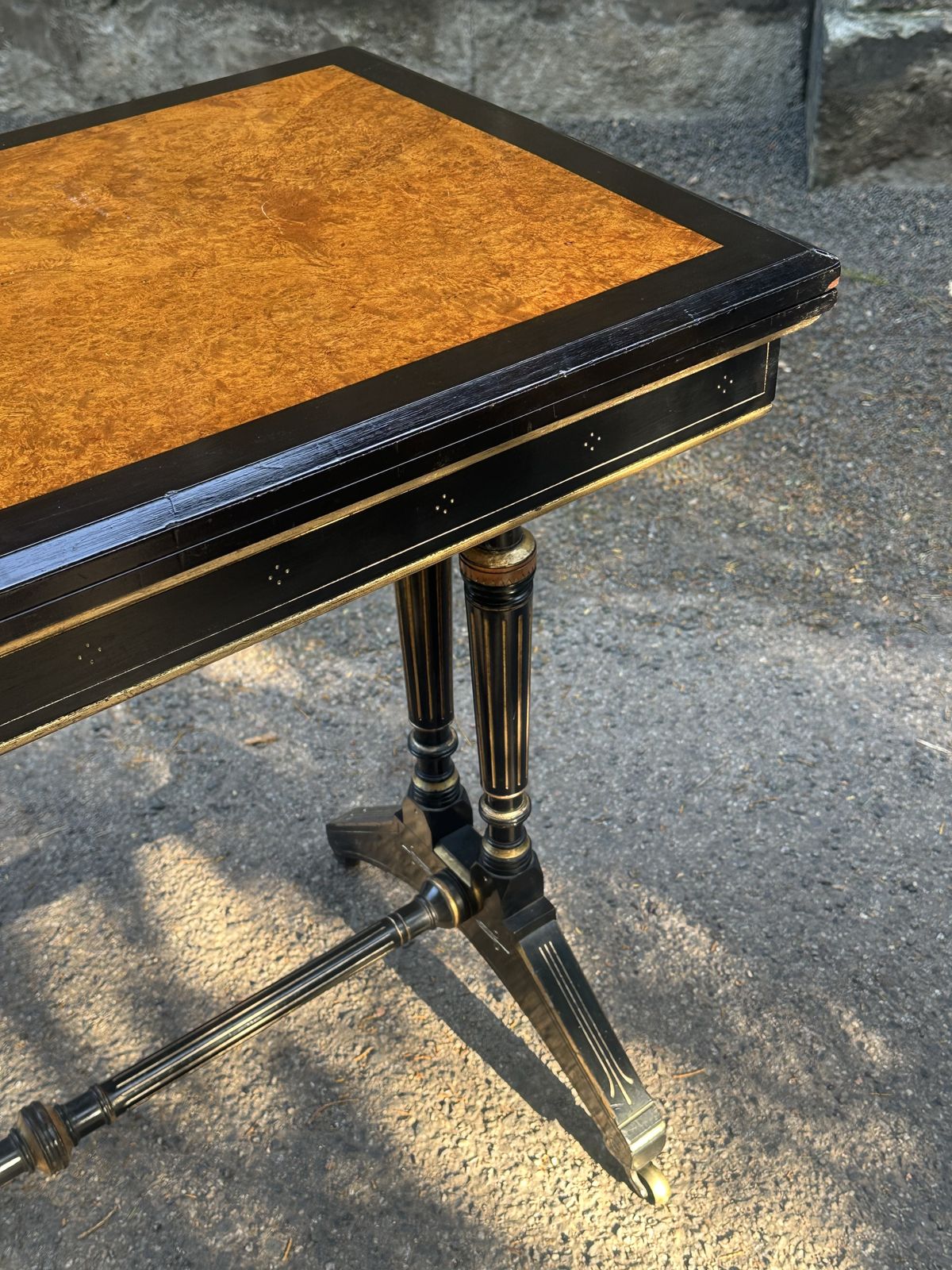 Lamb Of Manchester: An Ebonised, Amboyna And Parcel Gilt Card Table C.1875 photo Furniture