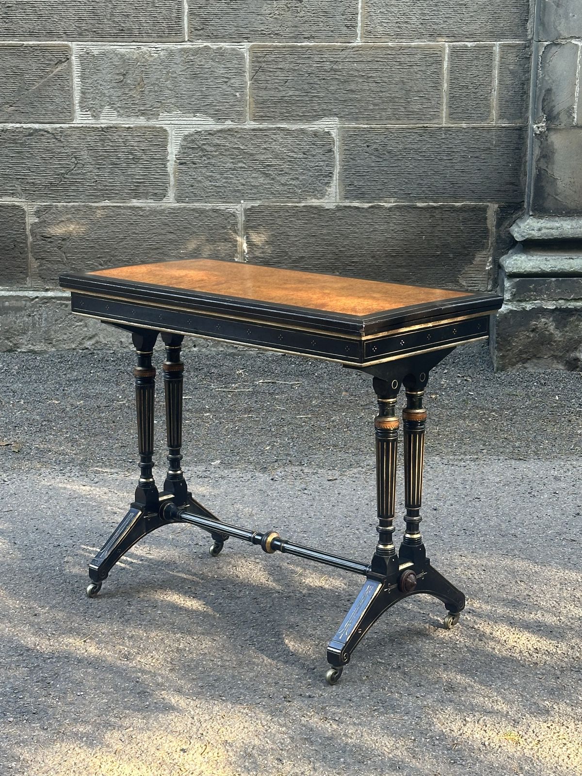 Lamb Of Manchester: An Ebonised, Amboyna And Parcel Gilt Card Table C.1875 photo 750.0