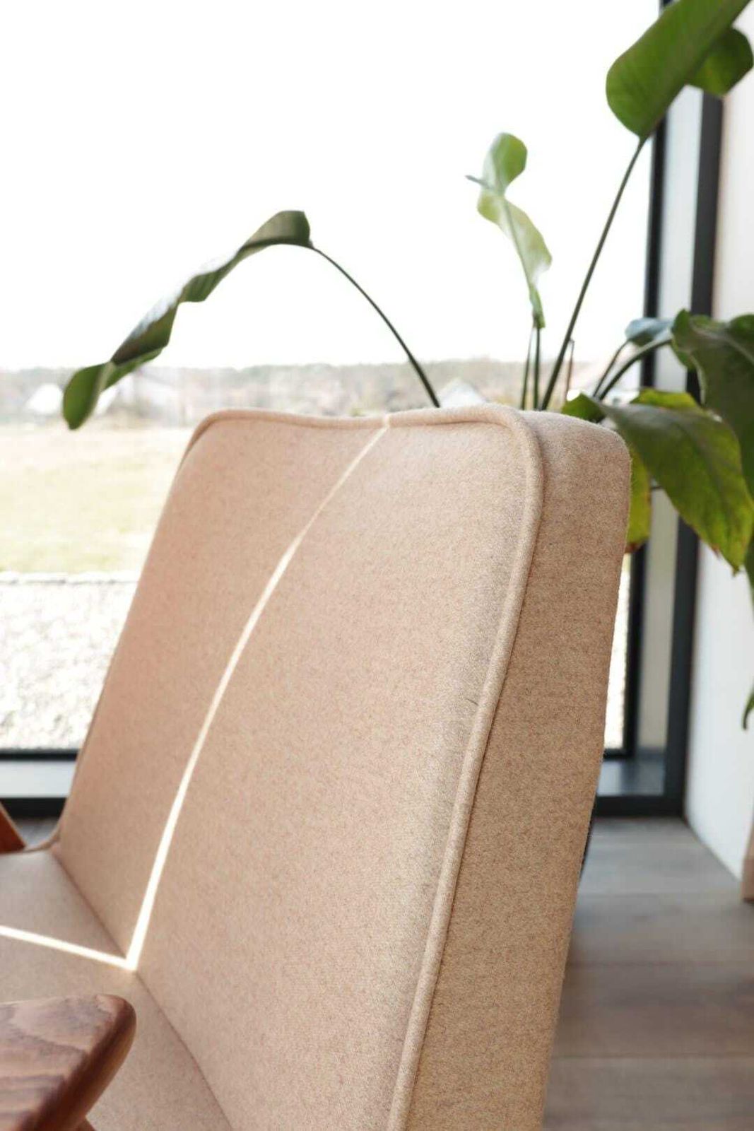Vintage Lounge Chair Beige Wool Upholstery, Scandinavian Design photo vintage