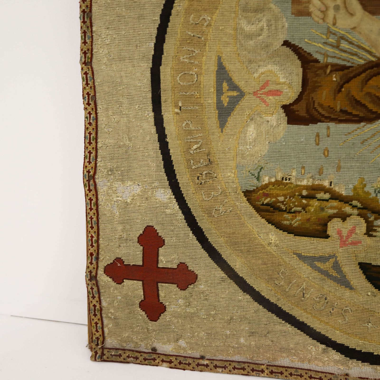 Pair Of Religious Needlepoint Tapestries   Dedicated To St France & The Poor Clares Orders photo buy