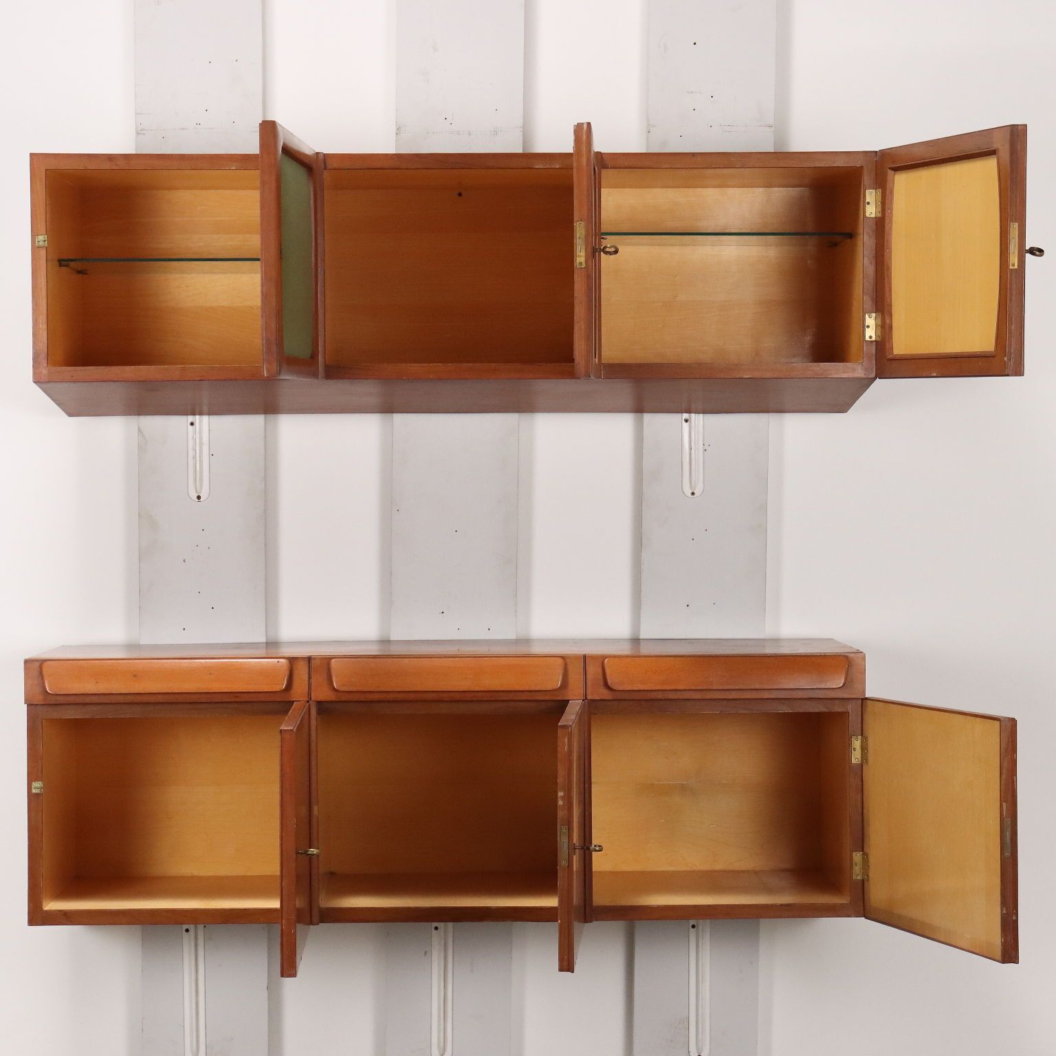 Vintage Wall Units Teak Mahogany Drawers Italy 1960s photo Furniture