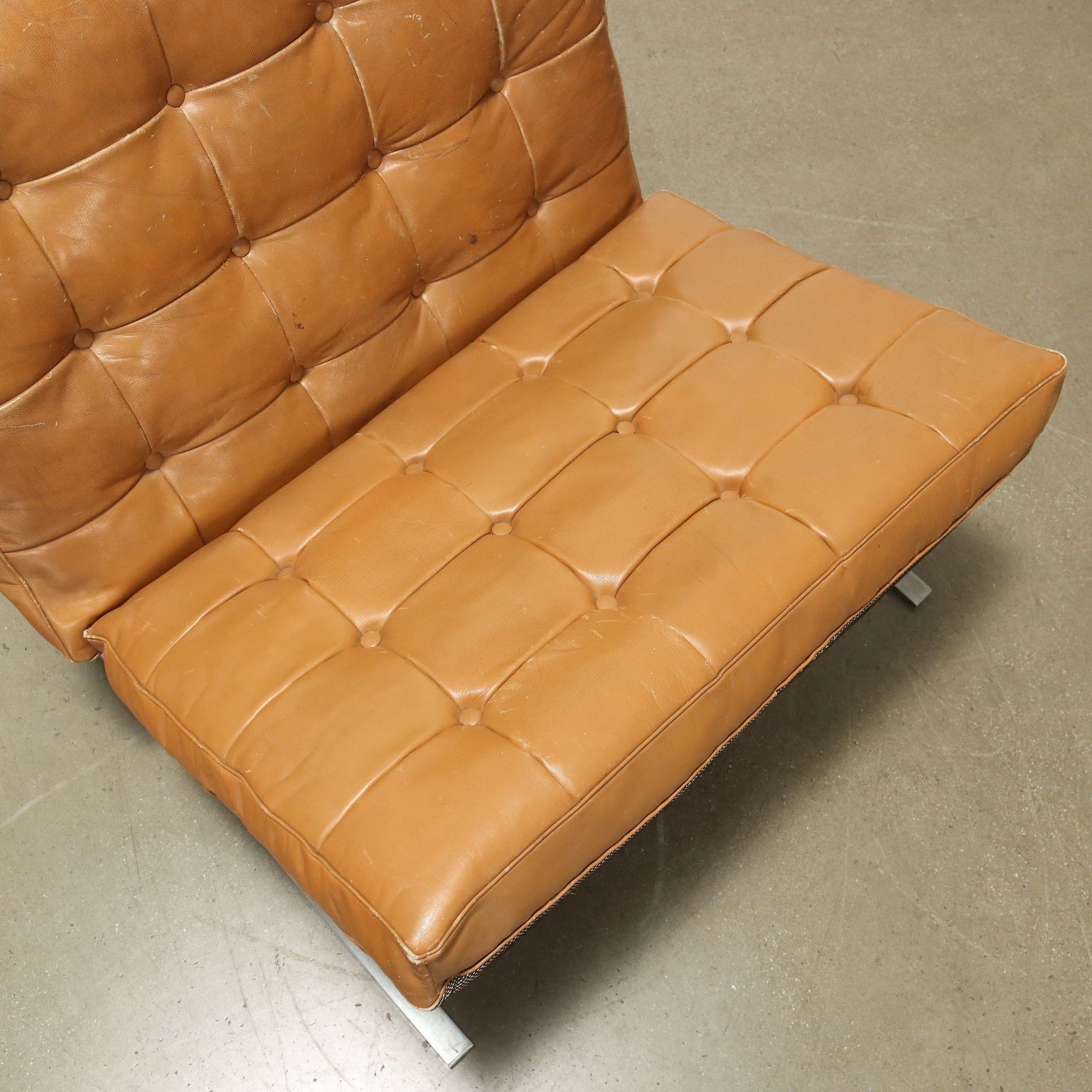 Vintage Armchairs Barcelona Style Leather Design Italy 1970s photo vintage