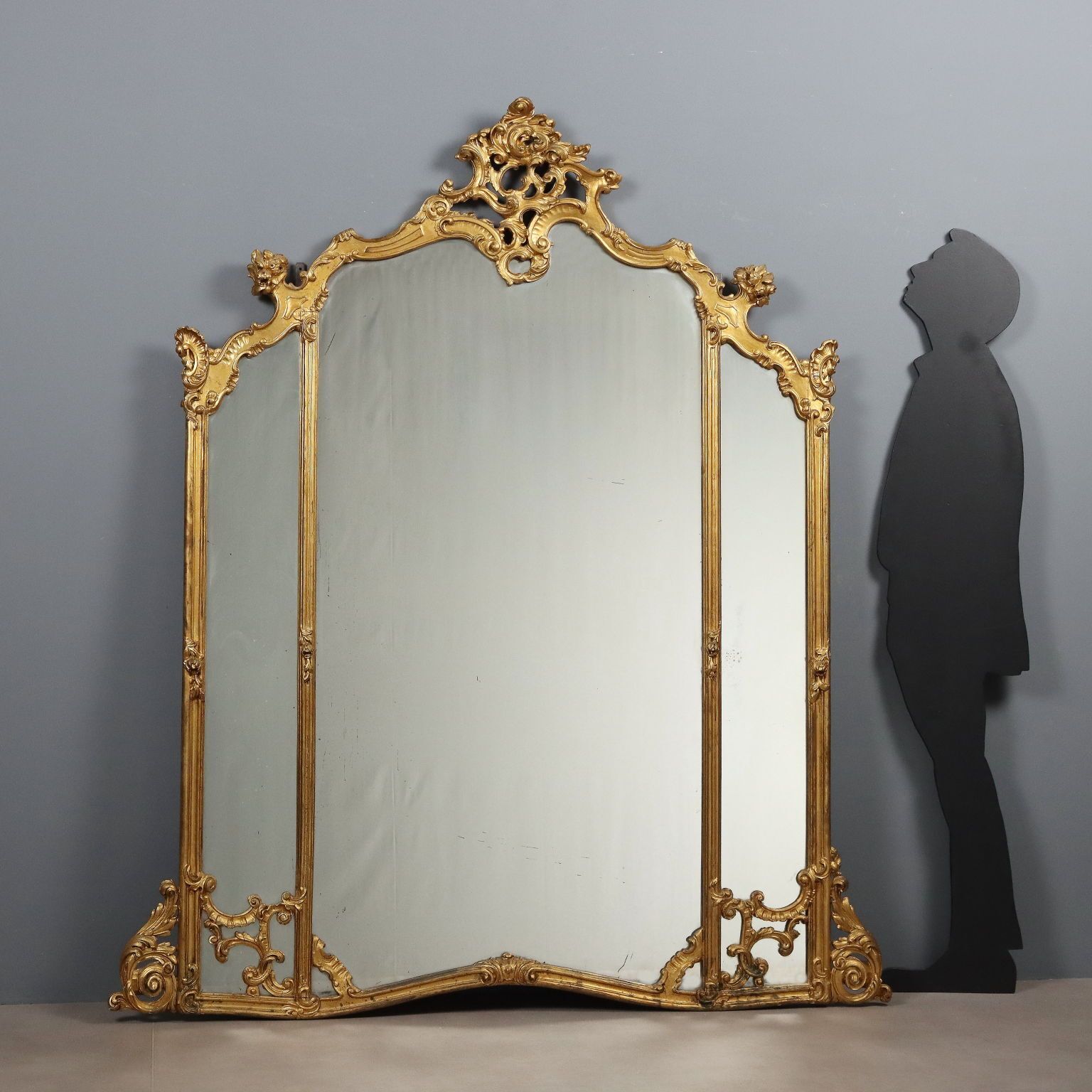 Antique Mirror Gilded Carved Wood Italy XIX Century photo for sale