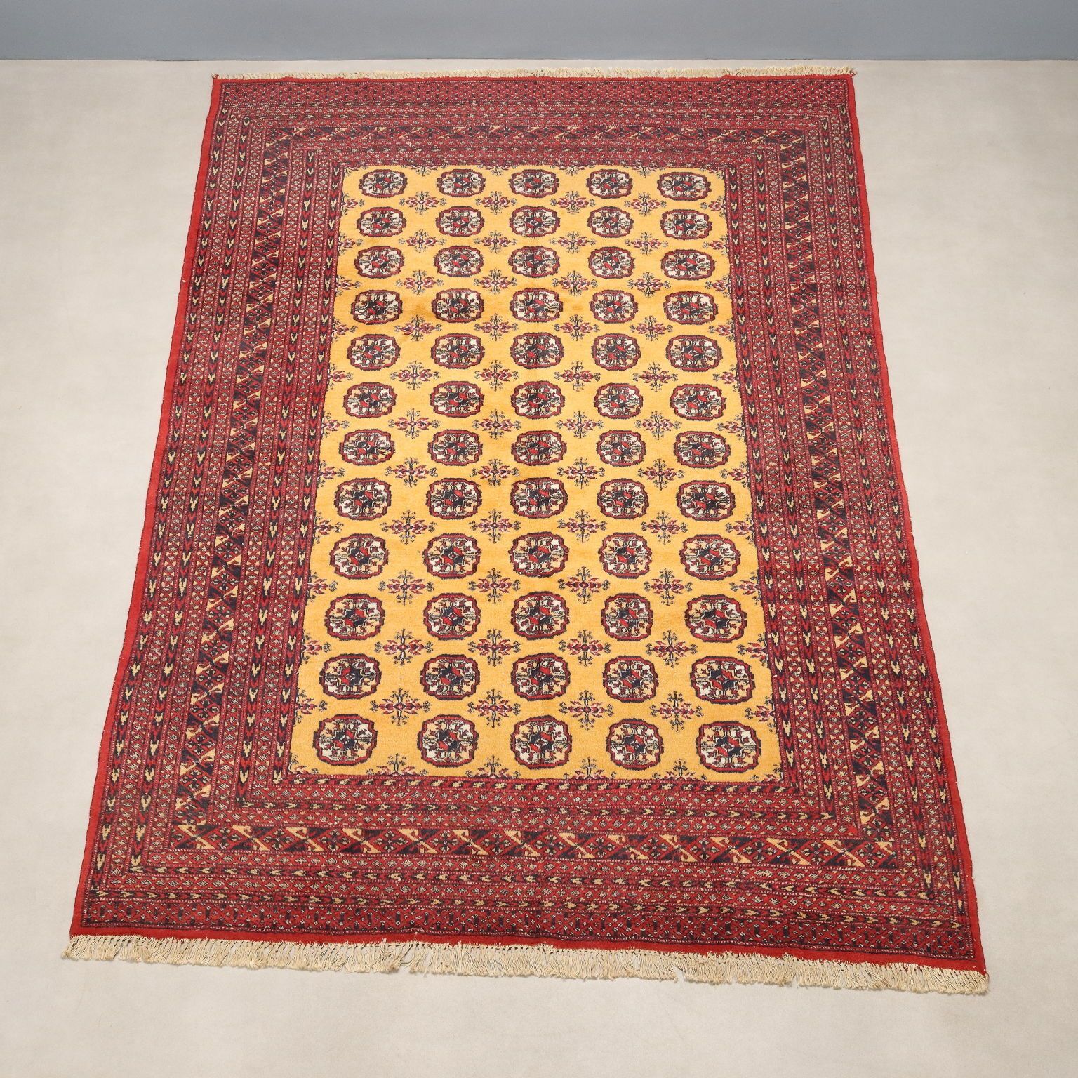 Antique Bukhara Carpet Cotton Wool Pakistan 110 X 74 In photo for sale