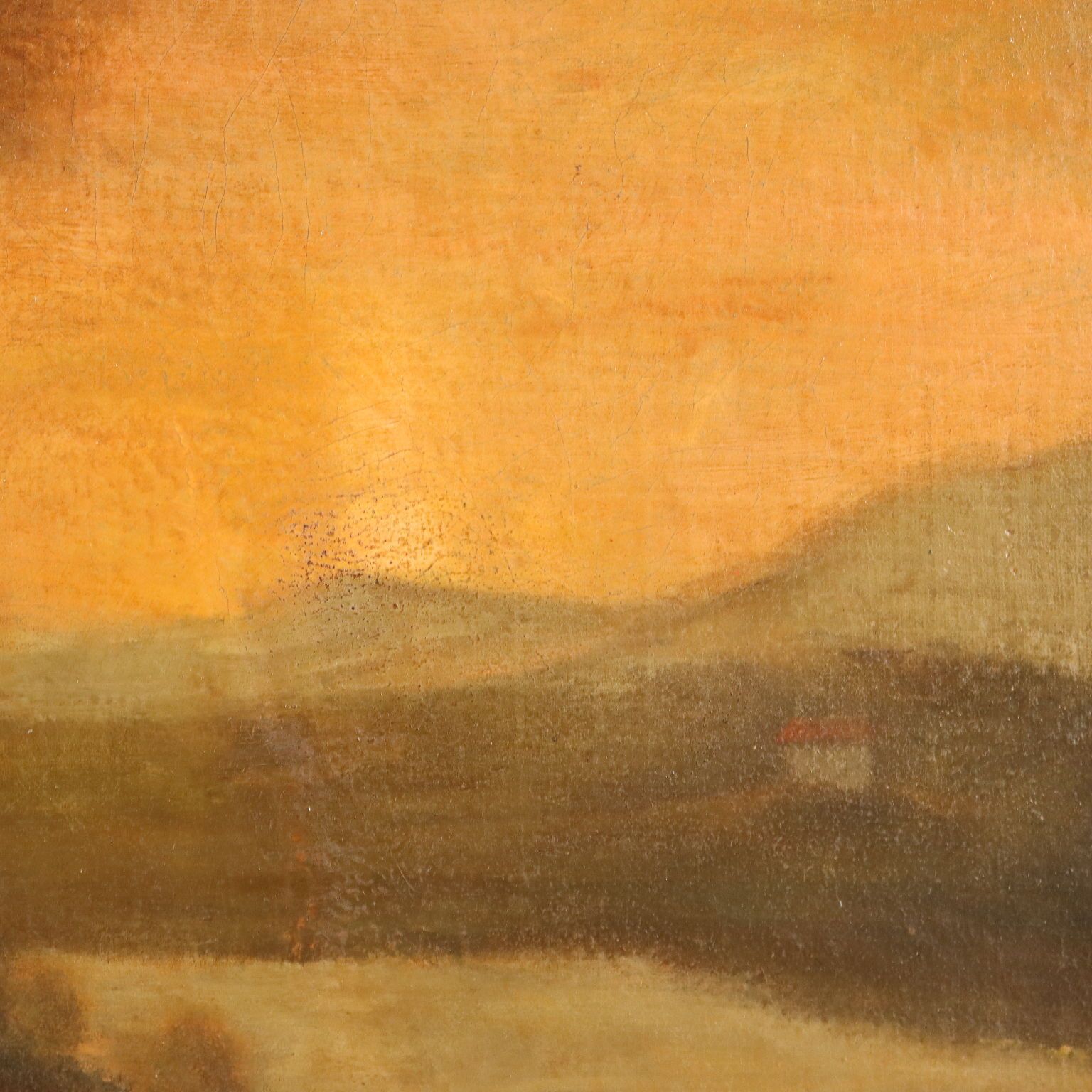 Antique Painting Landscape With Architecture Oil On Canvas '700 photo vinterior