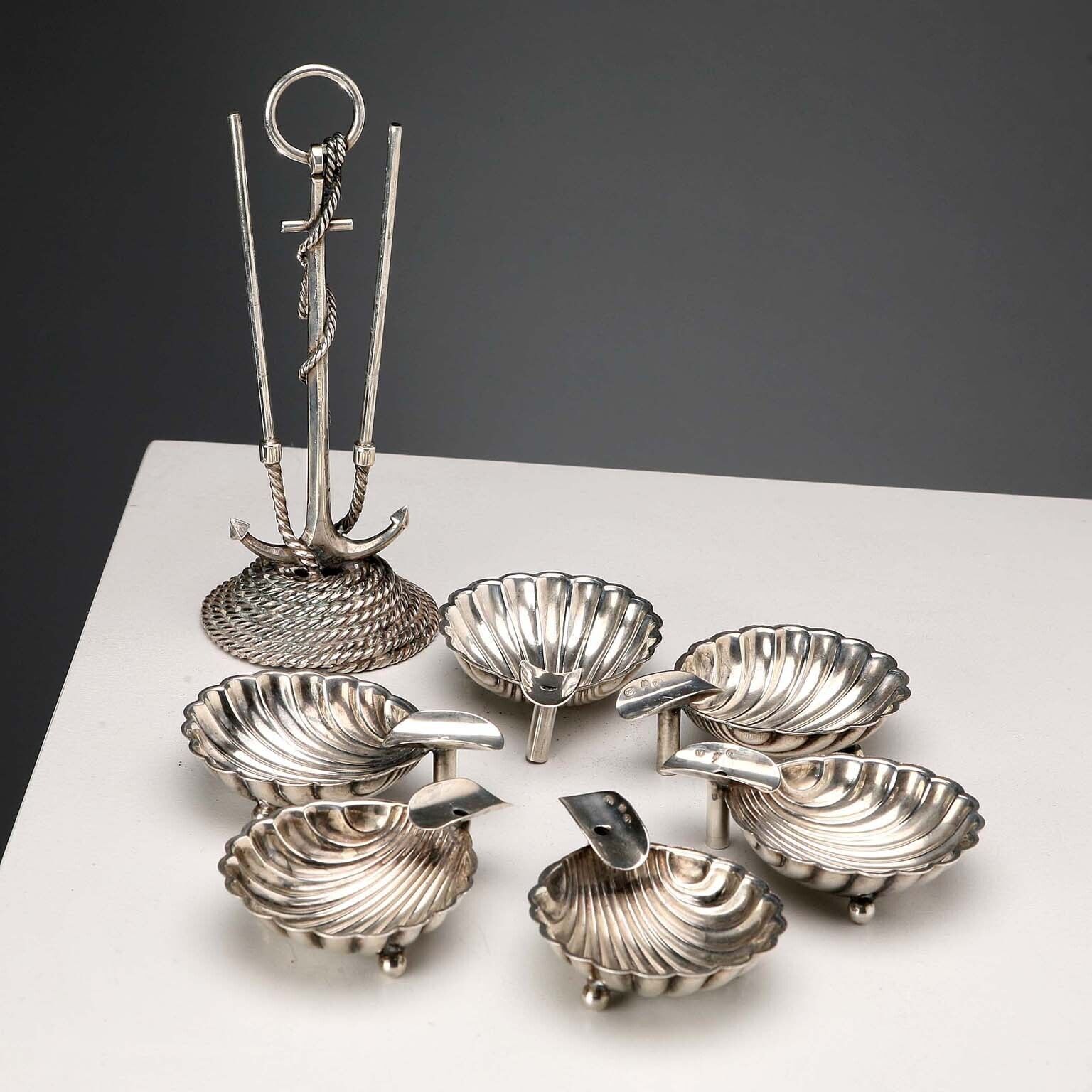 Cesa Alessandria Silver Ashtray Set Italy Early XX Century photo for sale