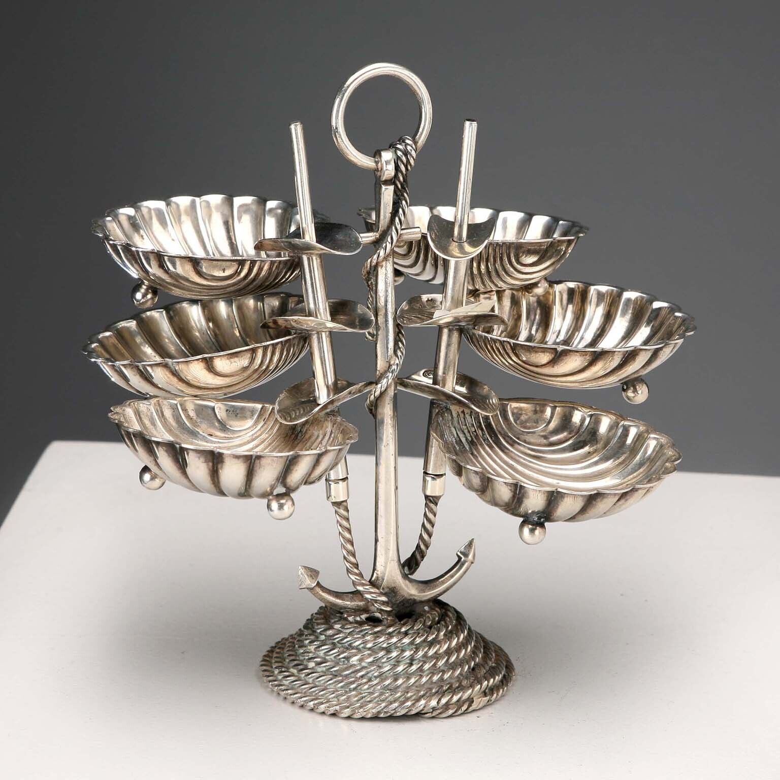 Home Decor Cesa Alessandria Silver Ashtray Set Italy Early XX Century photo