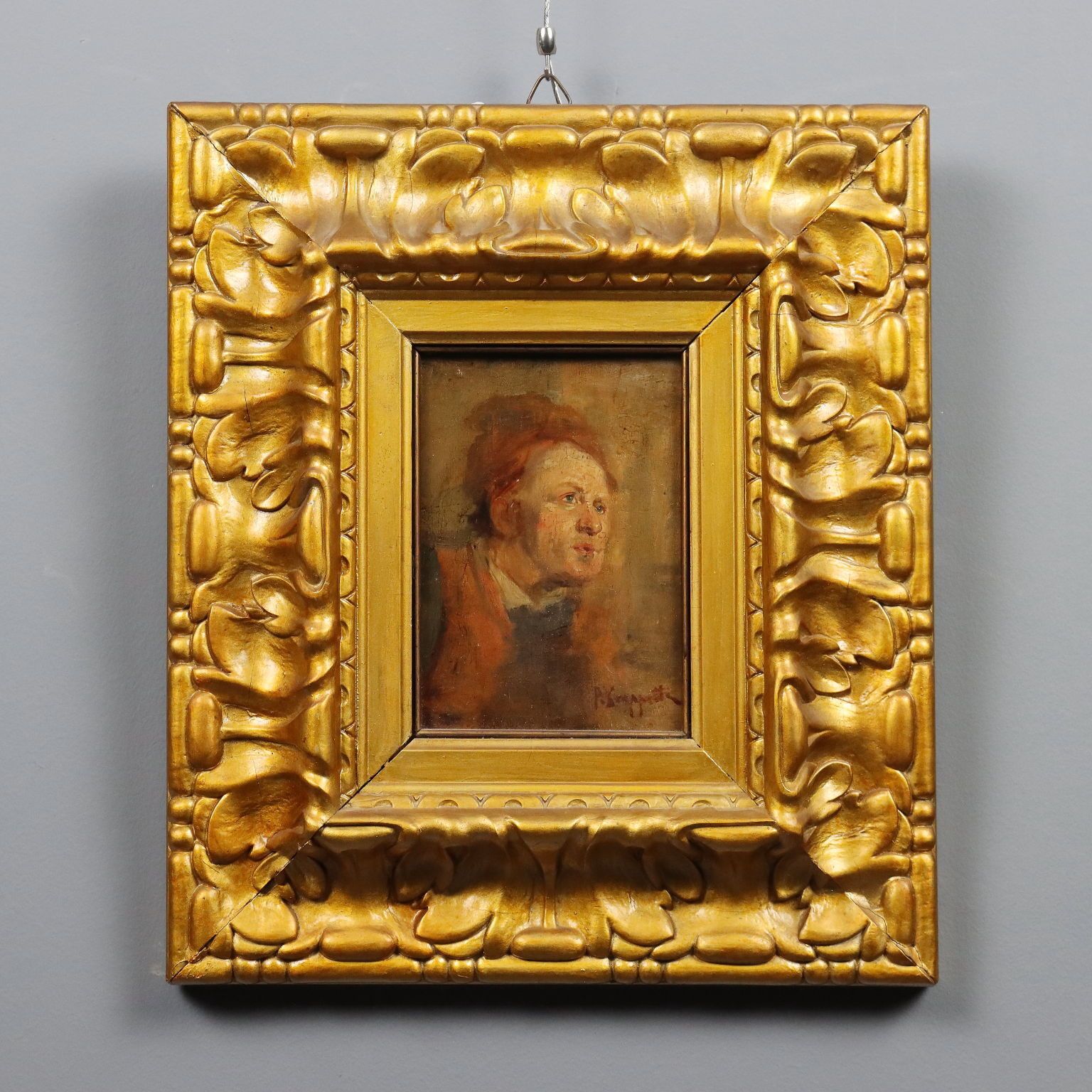Antique Painting Signed Pietro Scoppetta Oil On Board XIX Century