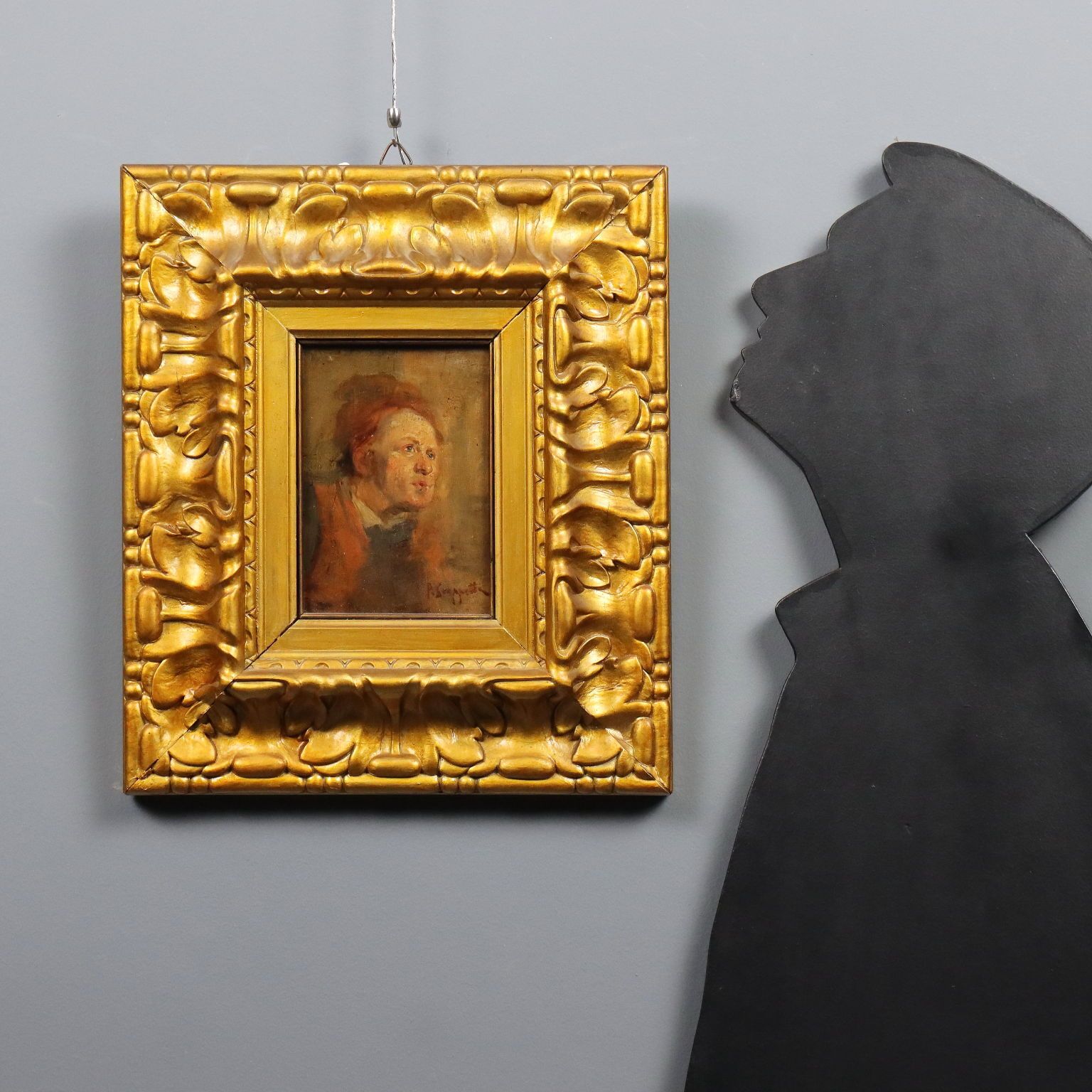 Antique Painting Signed Pietro Scoppetta Oil On Board XIX Century photo furniture