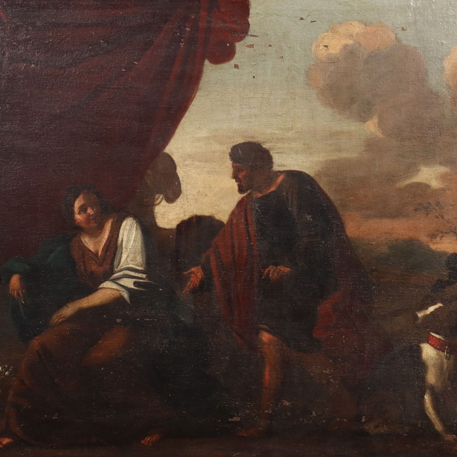 Antique Painting Biblical Scene Tamar And Judah Oil On Canvas '600 photo for sale