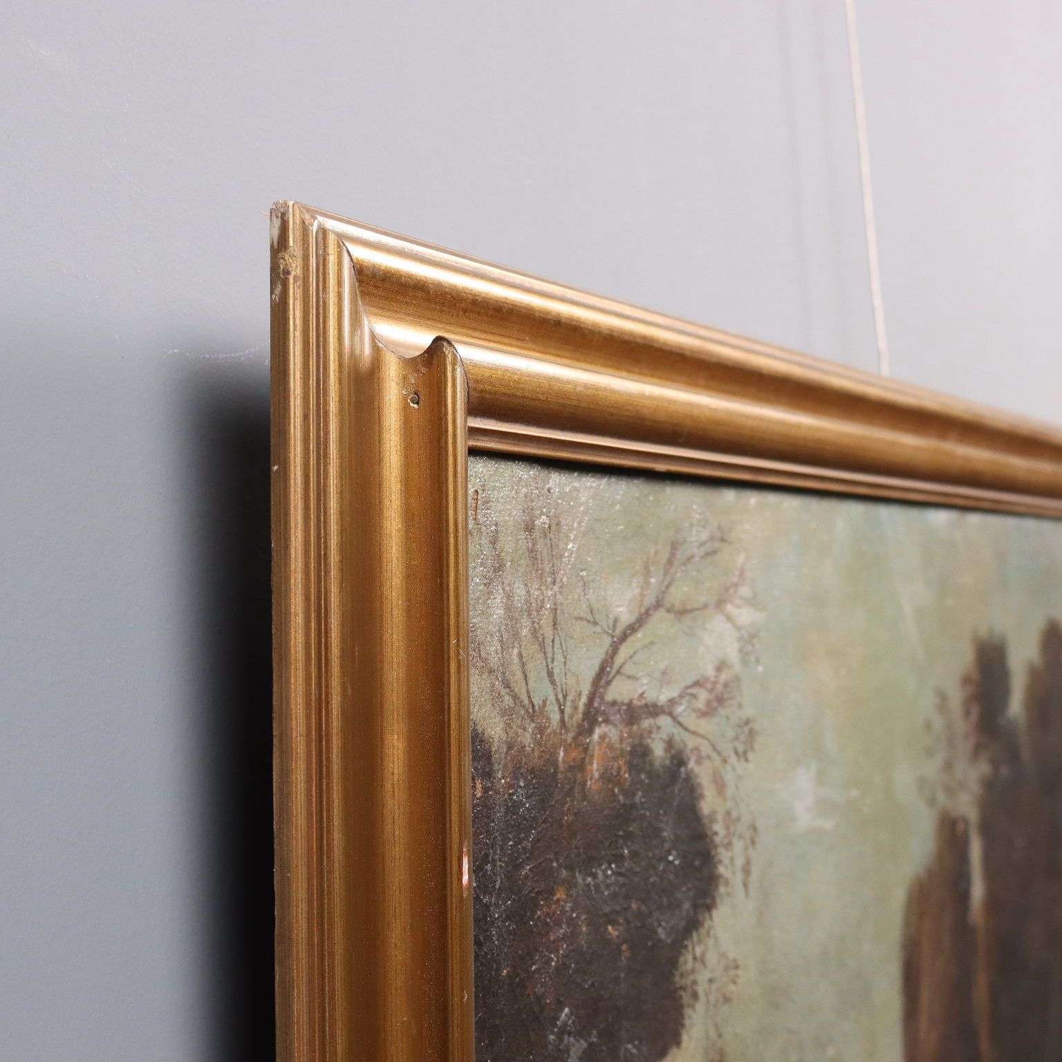 photo furniture Antique Painting Landscape With Saint Oil On Canvas XVIII XIX Century