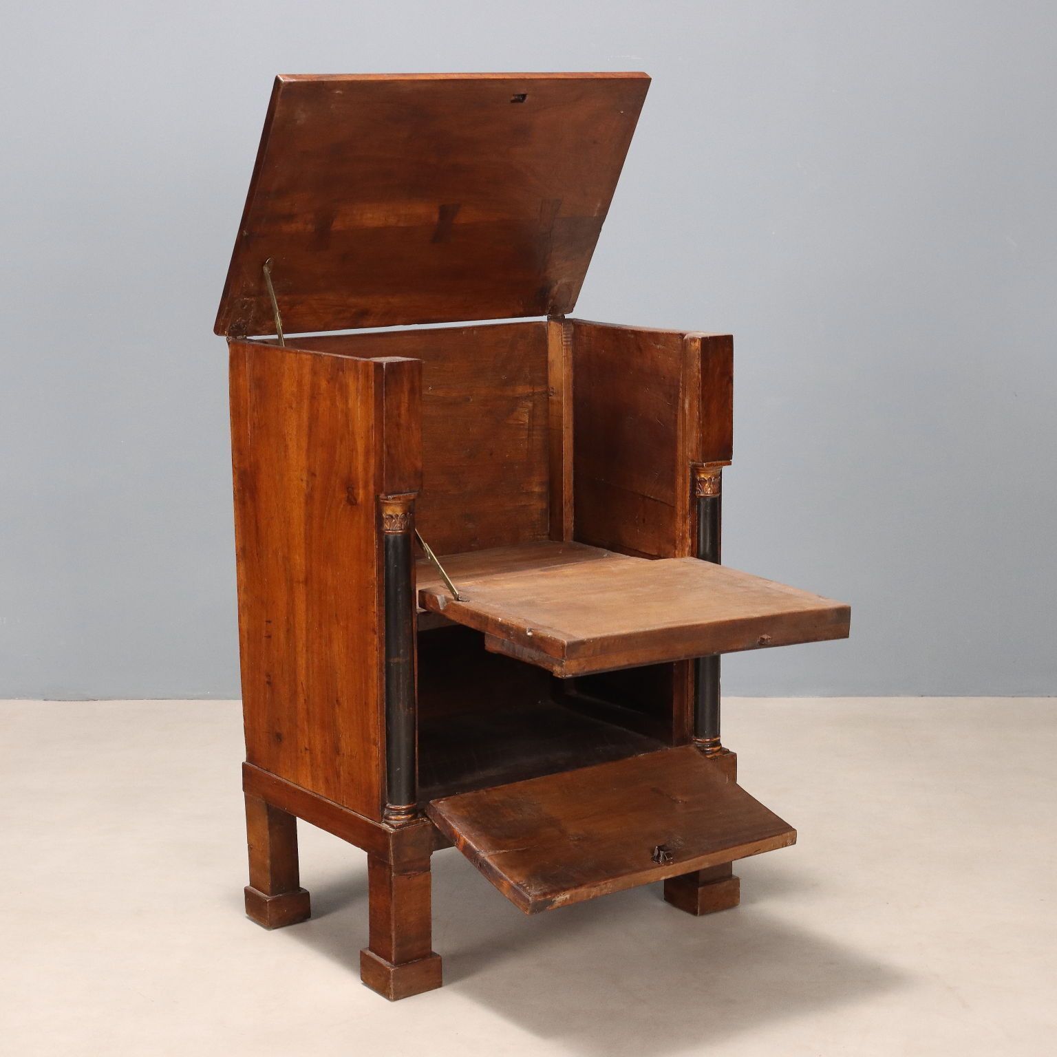 Antique Bedside Table Empire Walnut Poplar Italy XIX Century photo Furniture