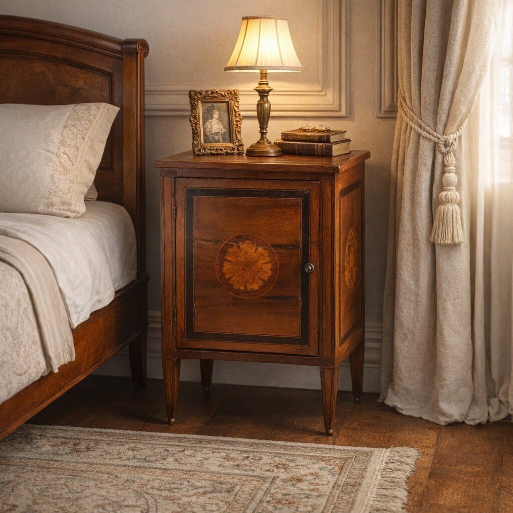Antique Bedside Table Walnut Various Woods Italy XVIII Century photo furniture