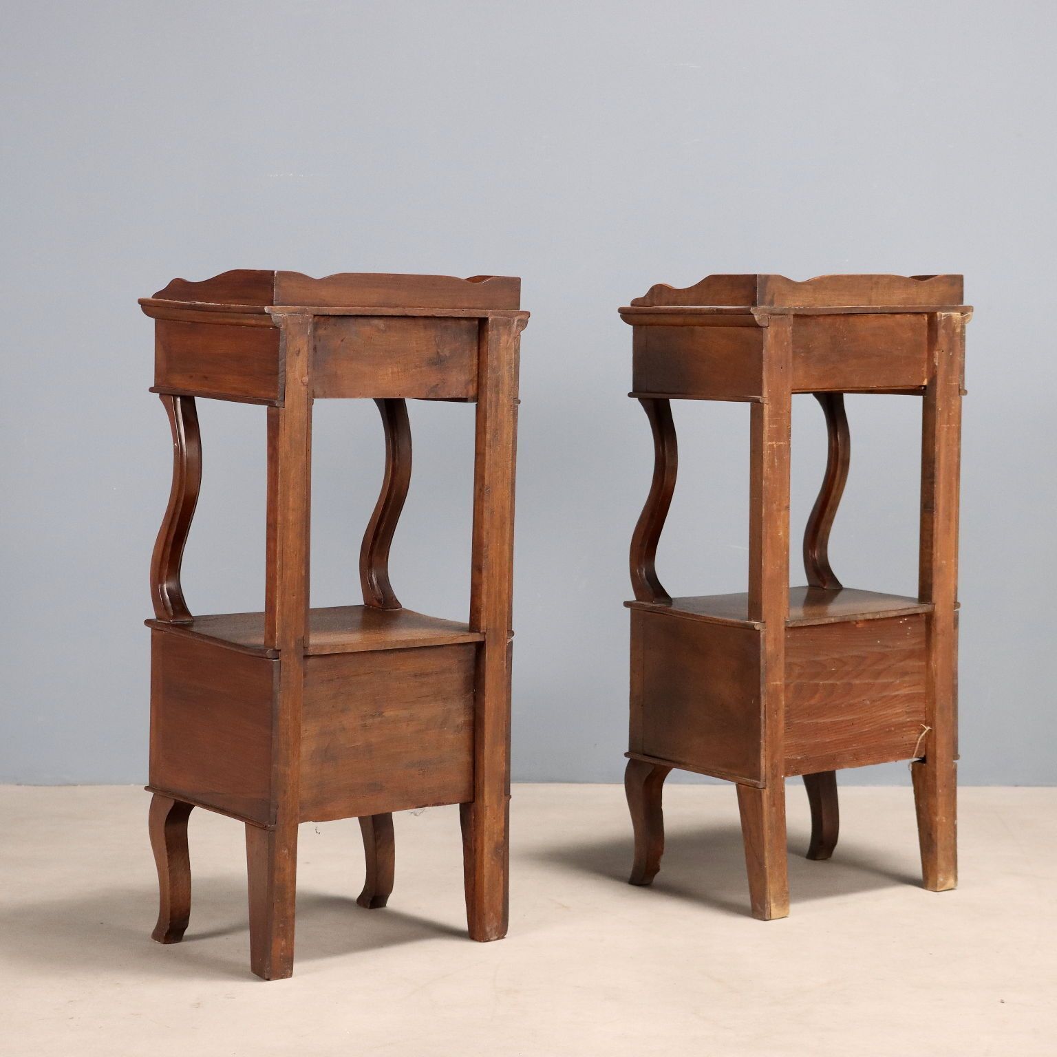 810.0 Antique Bedside Tables Walnut With Drawer Italy XIX Century photo