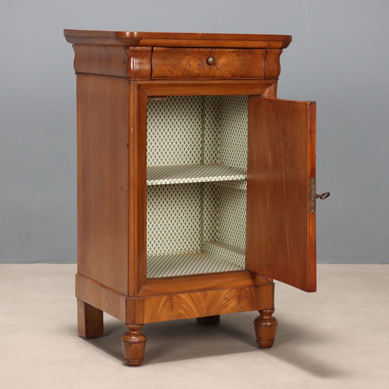 Antique Bedside Table Walnut Walnut Burl Italy XIX Century photo Furniture