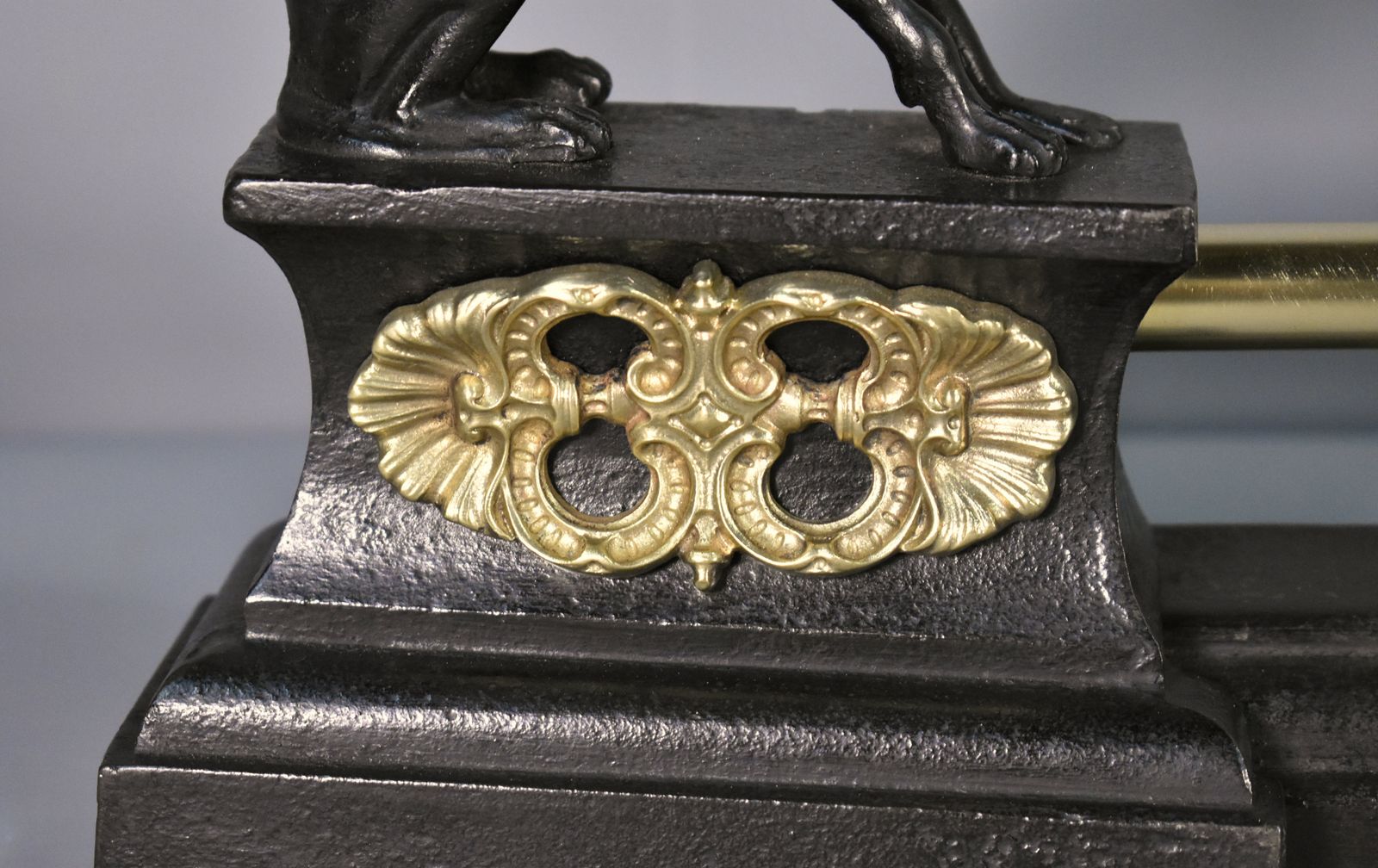 French Antique Fireplace Fender With Greyhounds In Bronze – 19th Century photo Home Fixtures