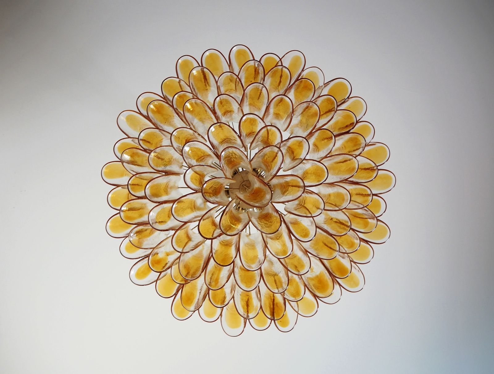 Large Murano Glass Chandelier  101 Amber Transparent Glass Petal photo vinterior