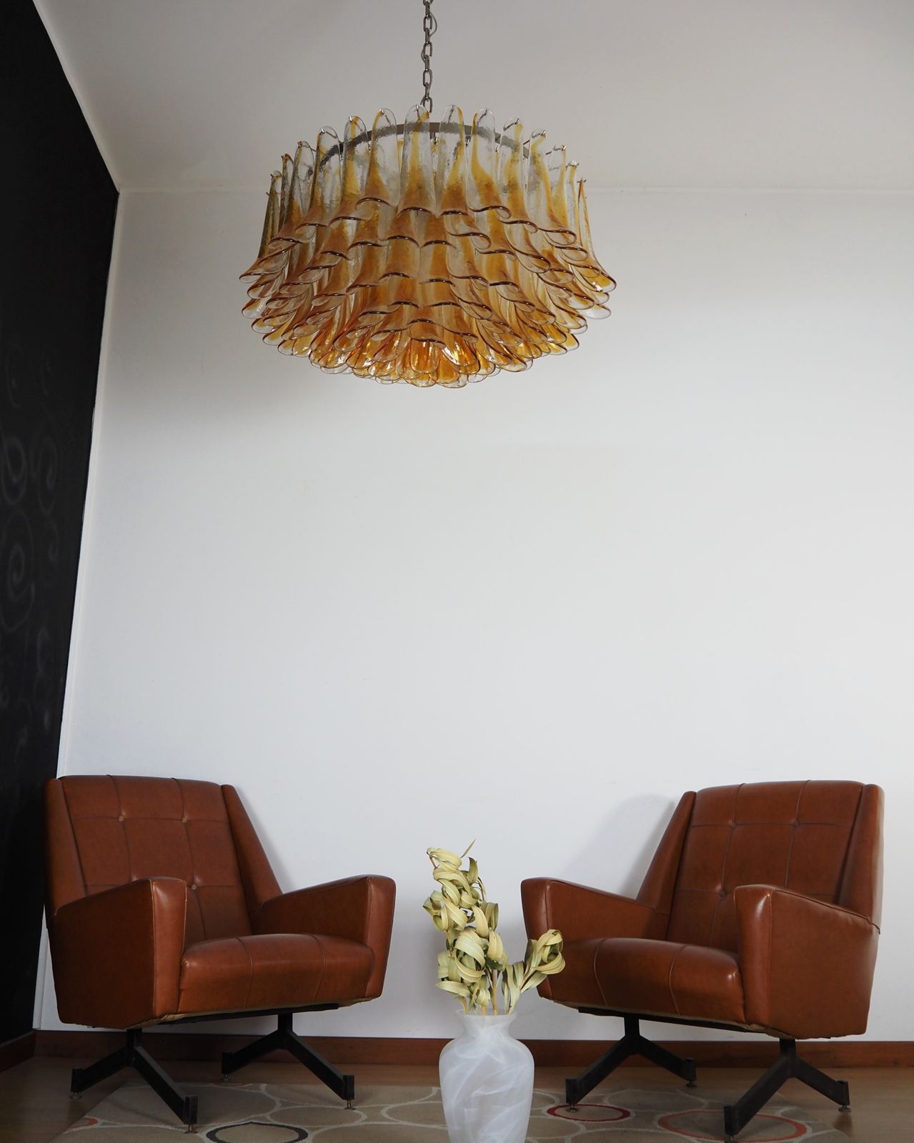 photo buy Large Murano Glass Chandelier  101 Amber Transparent Glass Petal