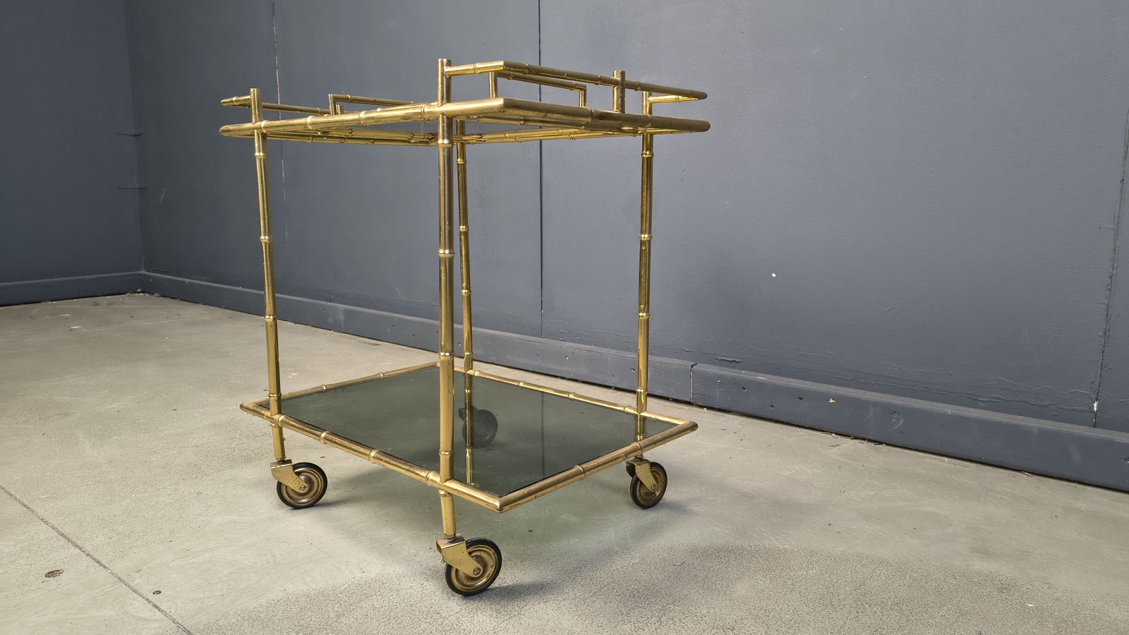 Vintage Brass Faux Bamboo Serving Cart, 1960s photo buy