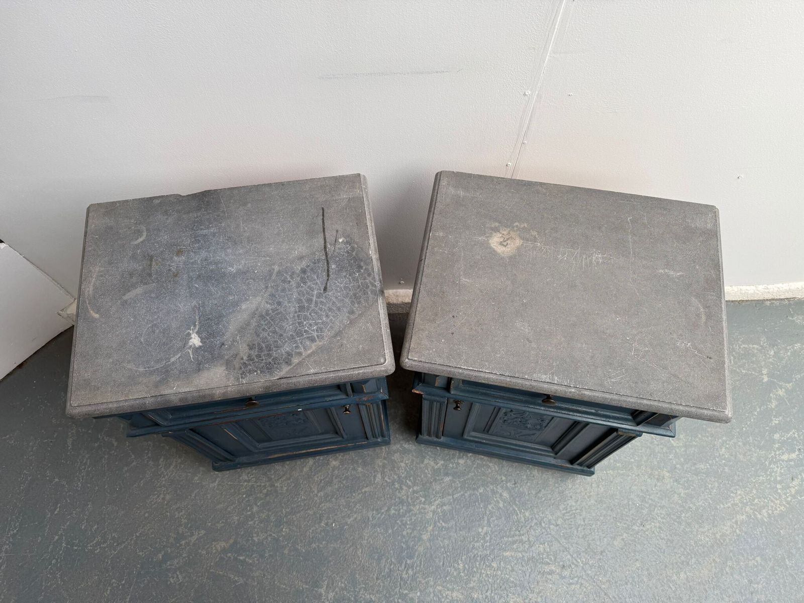 A Genuine Pair Of Original Hungarian Antique Pine & Oak Marble Bedside Cabinets photo 795.0