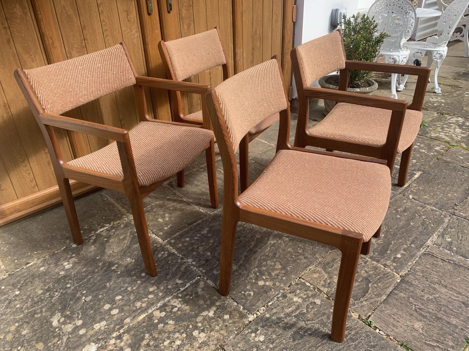 A Set Of Four Midcentury Chairs  Inc Two Carvers. photo for sale