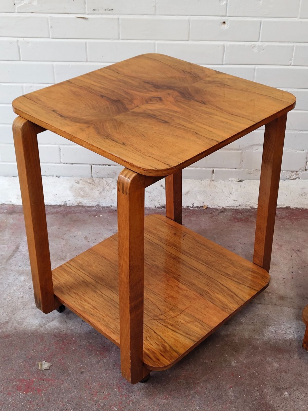 Pair Of Burr Walnut Pure Art Deco Lamp Bedside Tables photo vintage