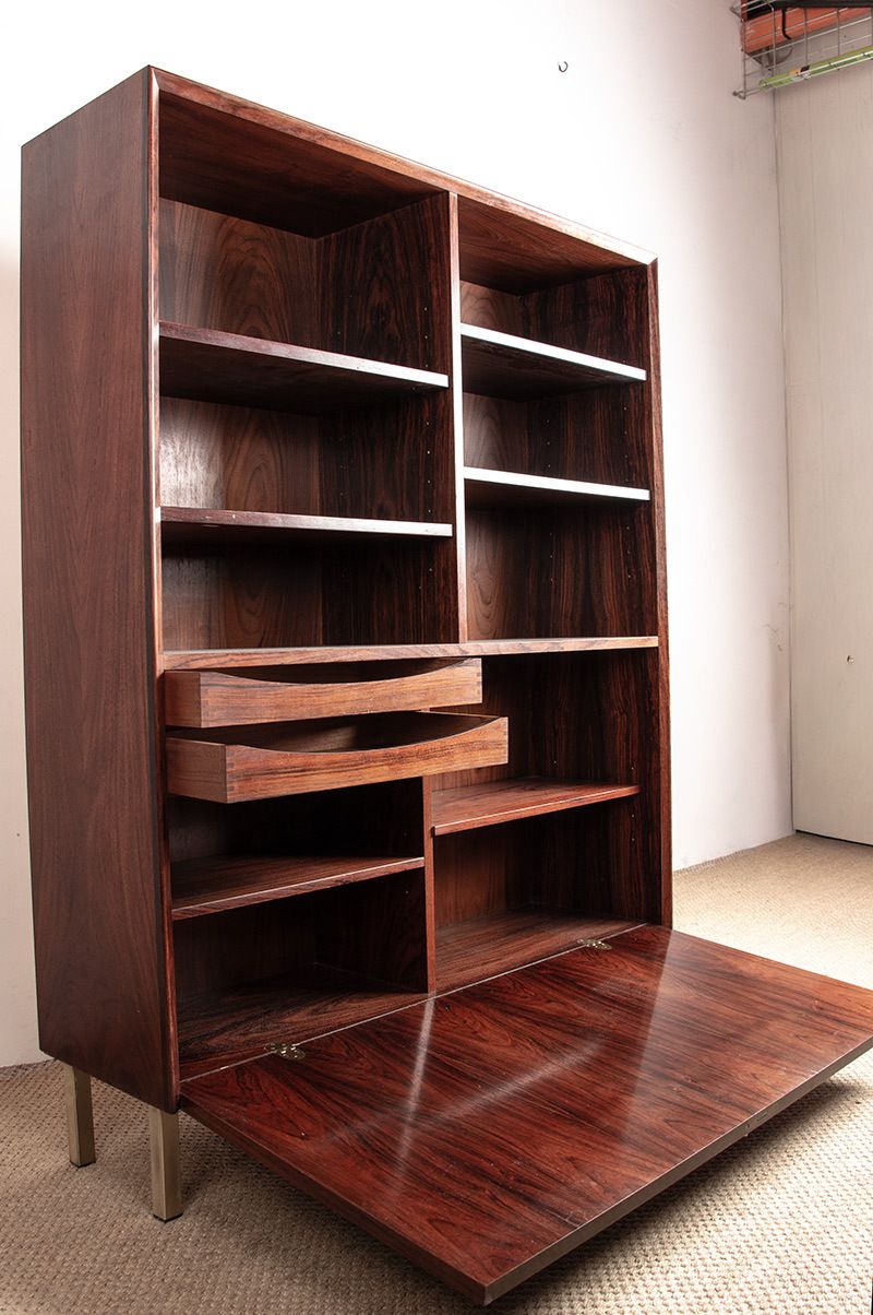 Meuble de rangement et bar danois en palissandre et laiton, par Erik Brouer pour Brouer's Mobelfabrik, 1960. photo vintage