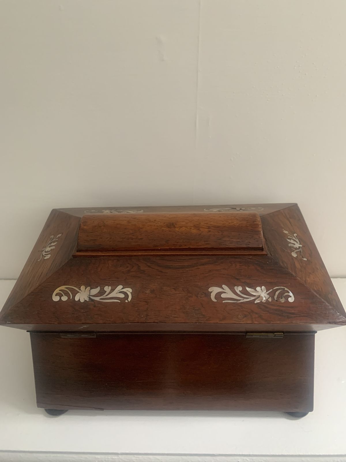 Beautiful Rosewood Georgian Tea Caddy With Mother  Of Pearl photo Home Decor