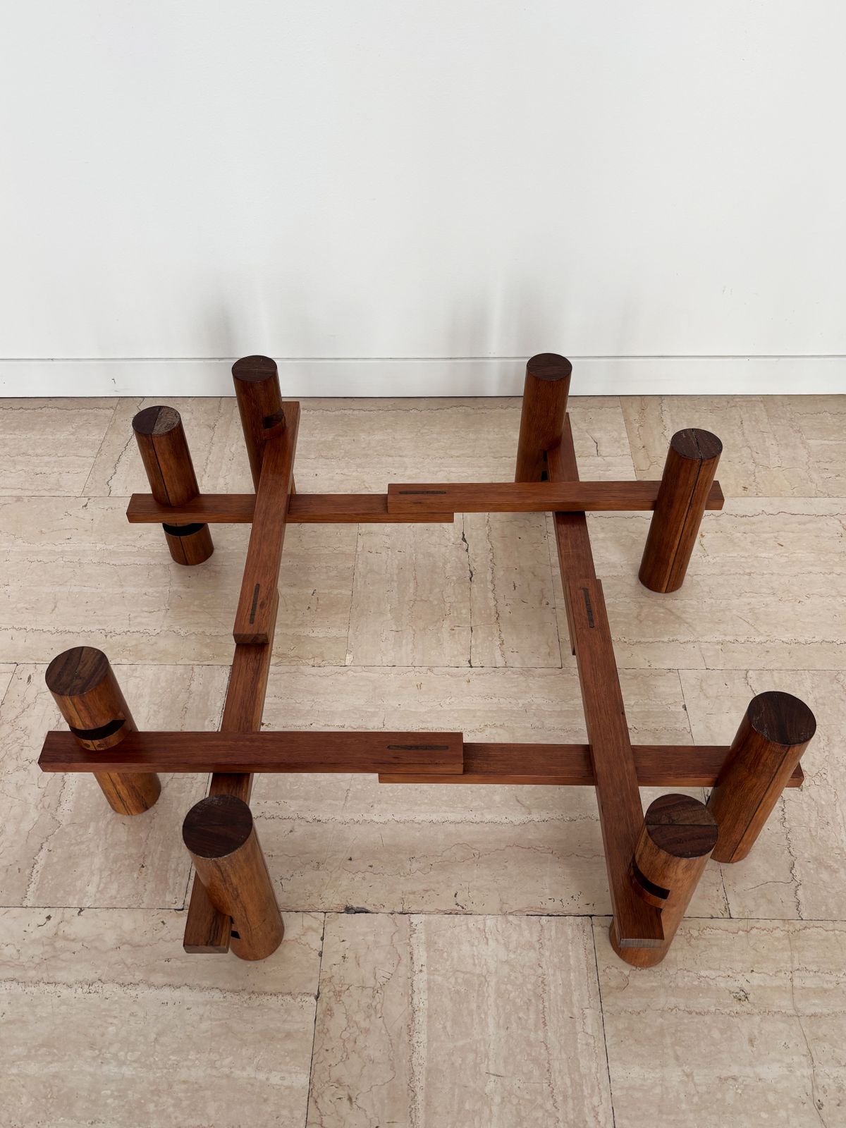 photo vintage Theodore Waddell For Bernini Midcentury Glass Wood Coffe Table Italy 1970s