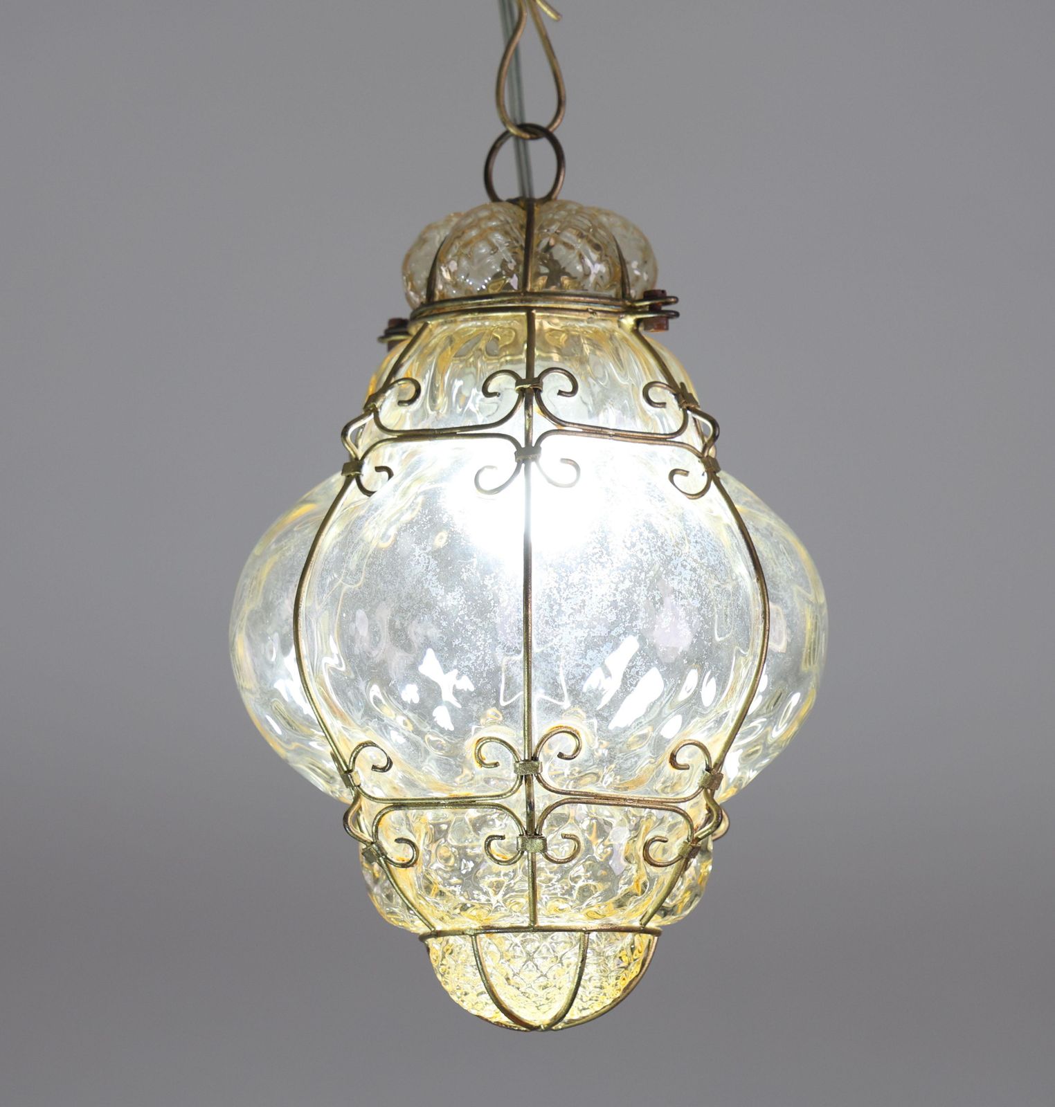 Wonderful Amber Vintage Venetian Lantern, Seguso Murano Glass, Italy, 1950s photo vinterior