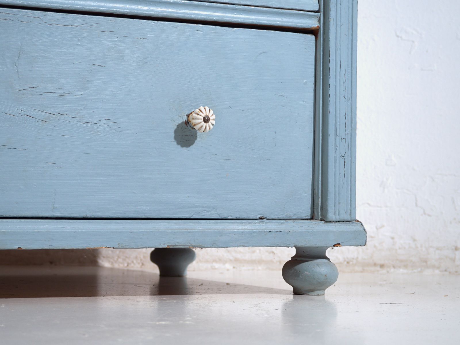 Antique Painted Pine Chest Of Drawers – Rustic European Blue Dresser – Circa 1900 photo furniture