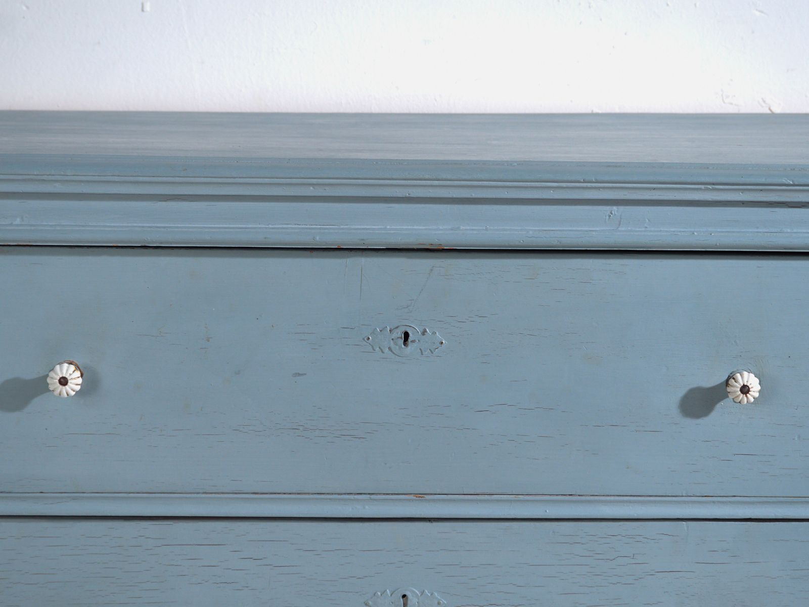 photo furniture Antique Painted Pine Chest Of Drawers – Rustic European Blue Dresser – Circa 1900