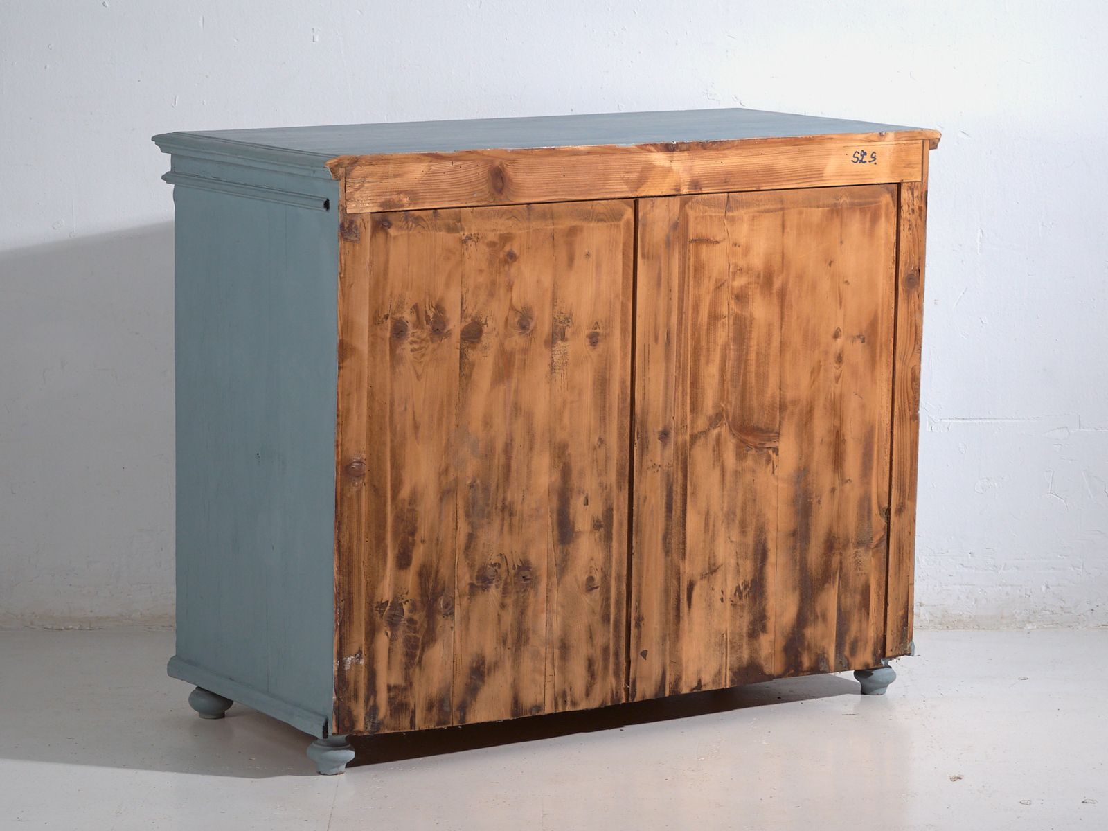 photo for sale Antique Painted Pine Chest Of Drawers – Rustic European Blue Dresser – Circa 1900